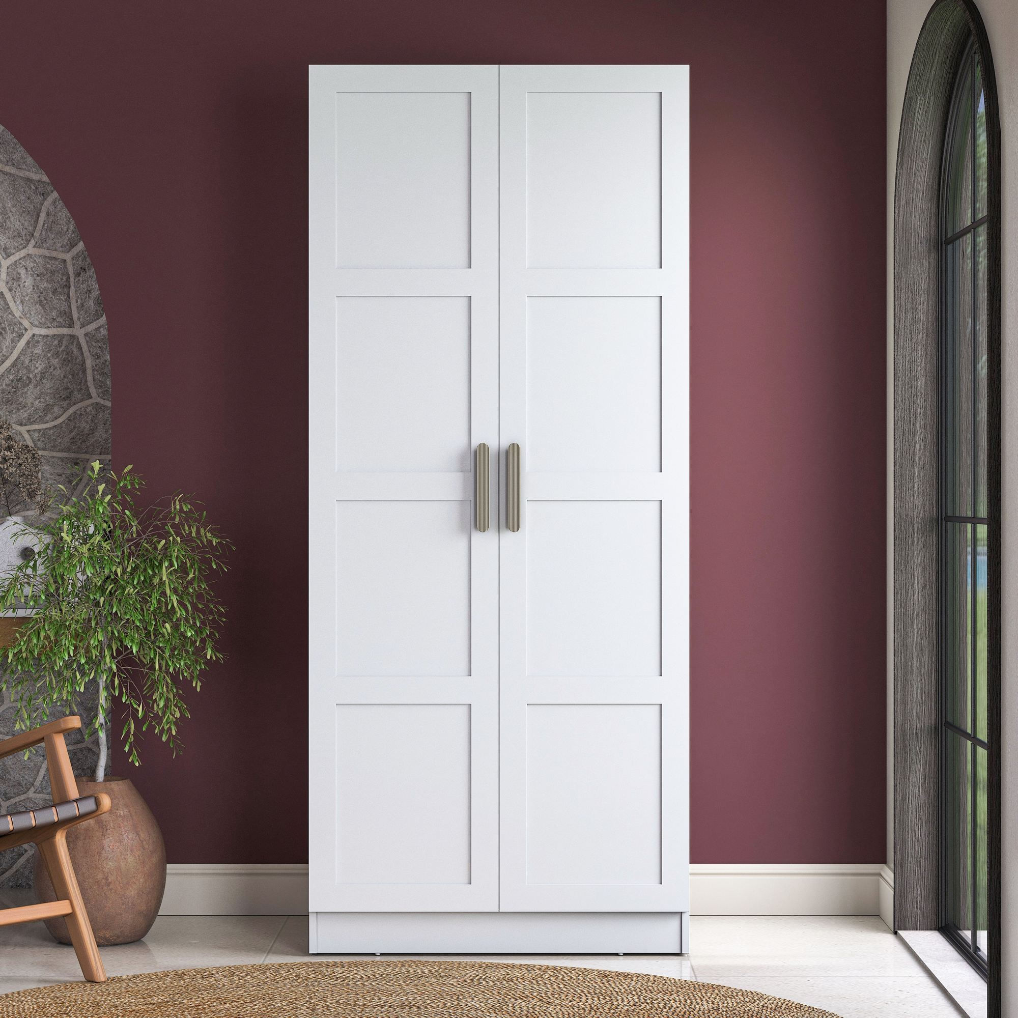 Dulap haine BA221, 90 x 210 x 57,5 cm, alb, PAL, spatiu de depozitare, fixare pe perete — imaginea 4