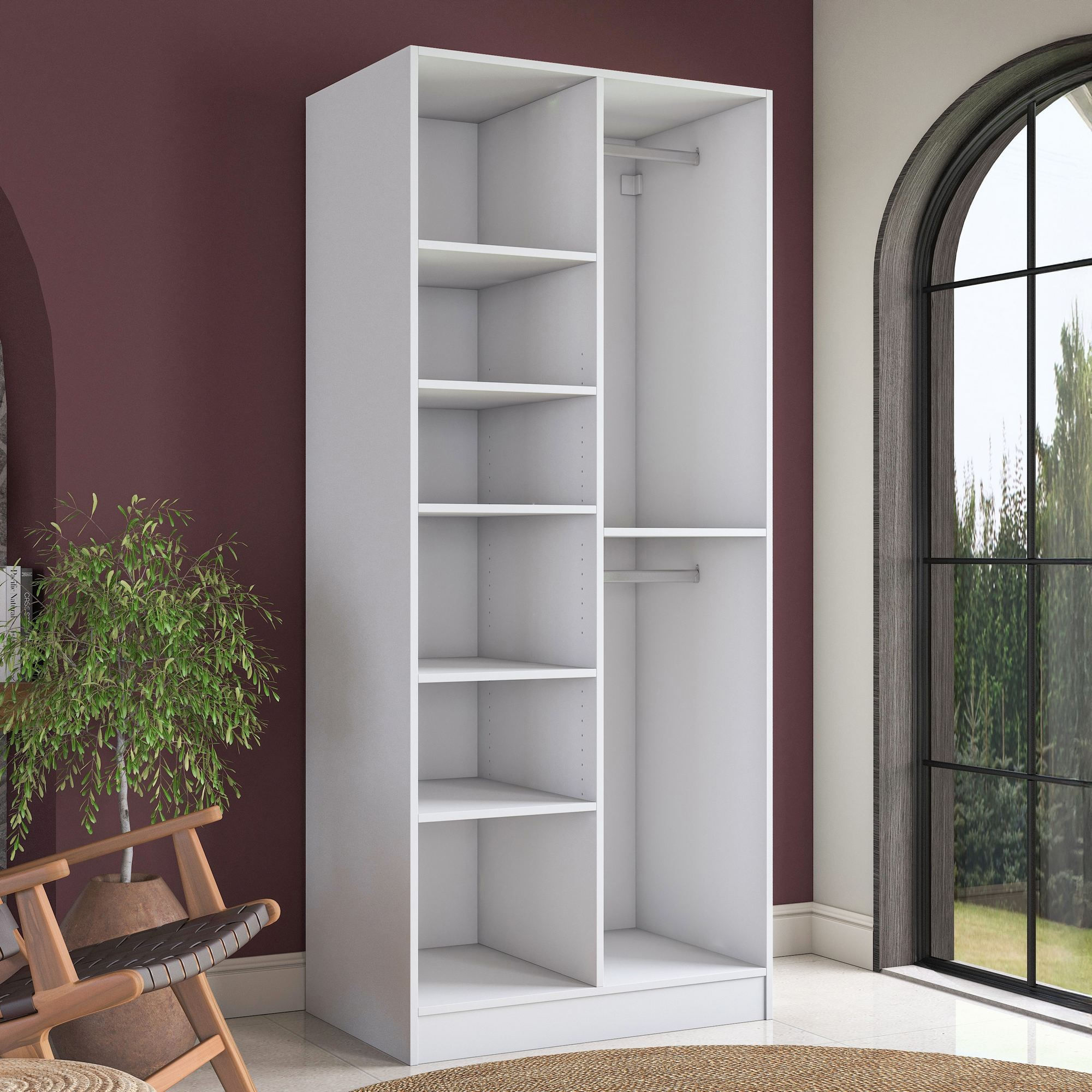 Dulap haine BA221, 90 x 210 x 57,5 cm, alb, PAL, spatiu de depozitare, fixare pe perete — imaginea 7
