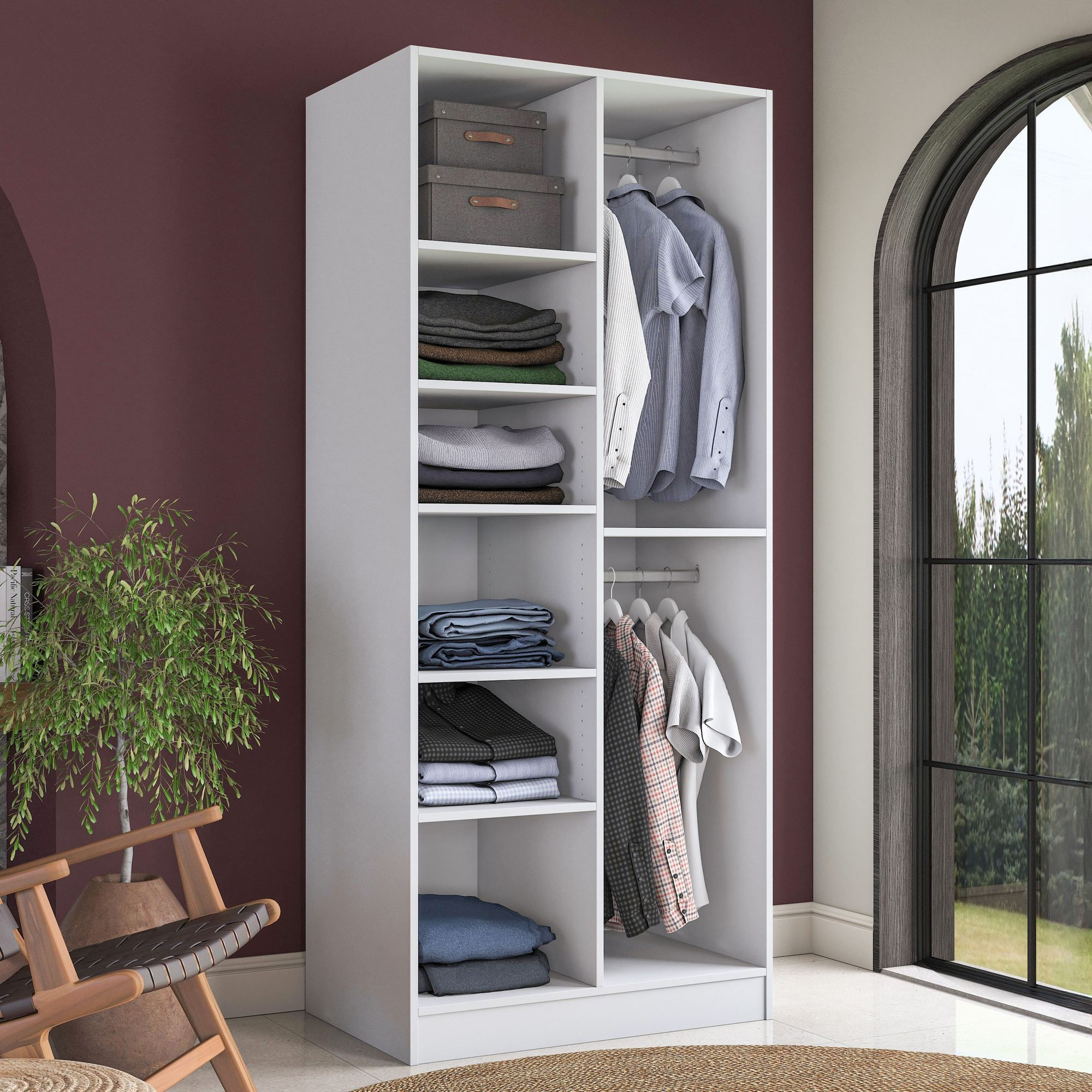 Dulap haine BA221, 90 x 210 x 57,5 cm, alb, PAL, spatiu de depozitare, fixare pe perete — imaginea 11