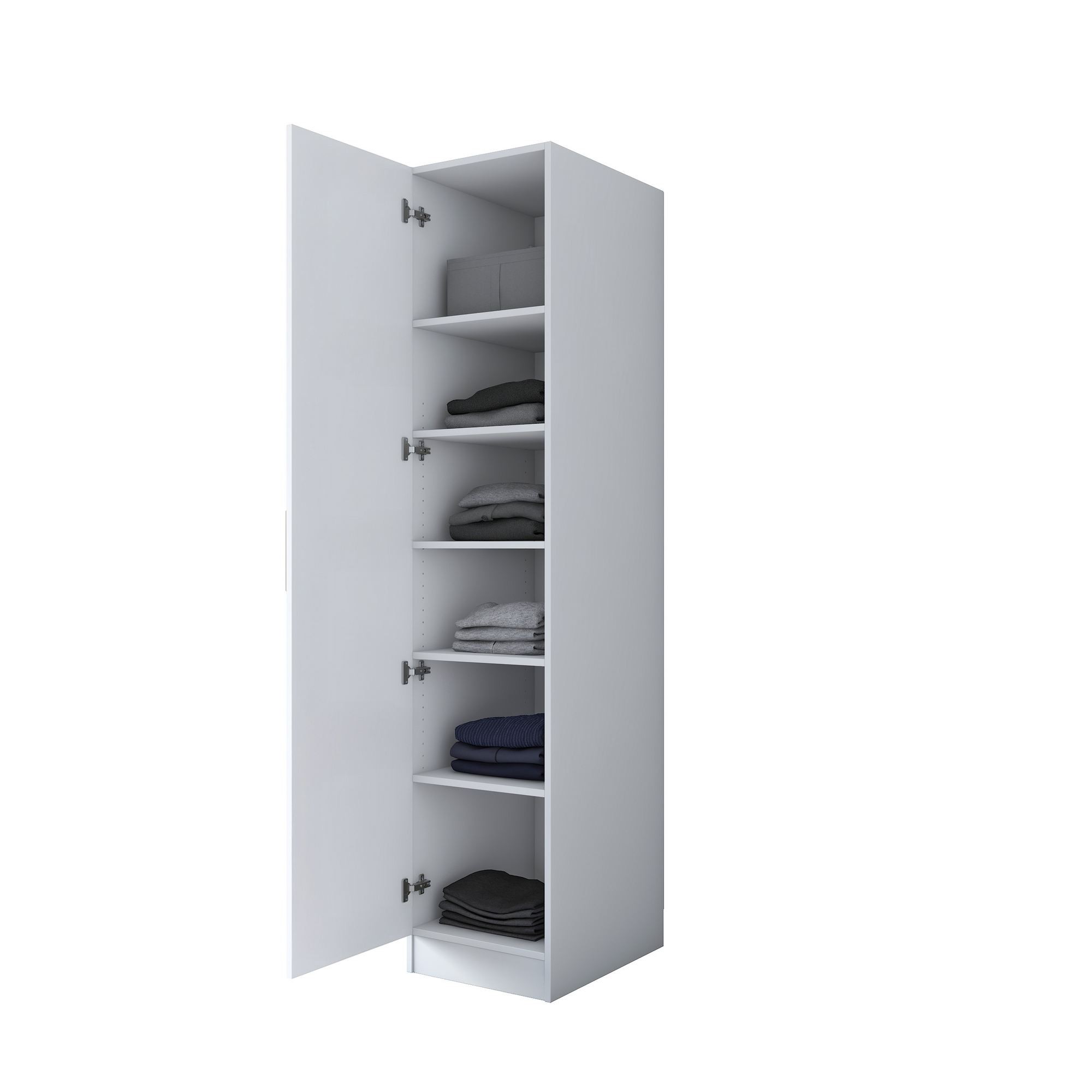Dulap haine BA190, 45 x 210 x 57,5 cm, alb, PAL, spatiu de depozitare, fixare pe perete — imaginea 3