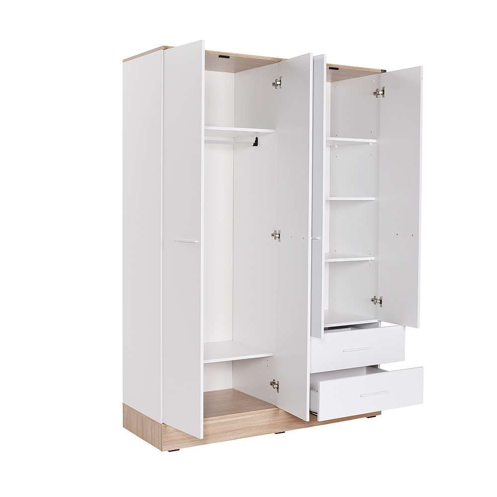 Dulap haine Base 4, 137 x 198 x 52 cm, alb, PAL melaminat, spatiu de depozitare, fixare pe perete — imaginea 6