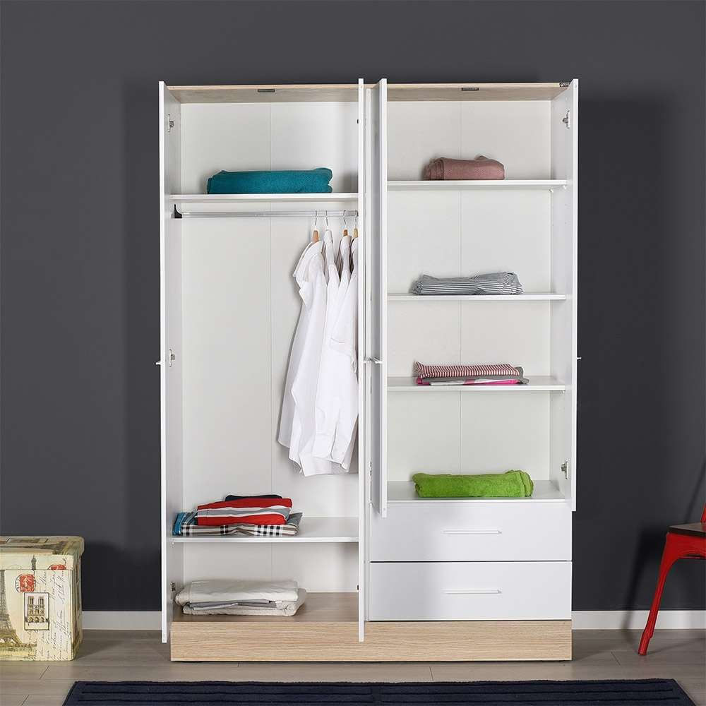 Dulap haine Base 4, 137 x 198 x 52 cm, alb, PAL melaminat, spatiu de depozitare, fixare pe perete — imaginea 11