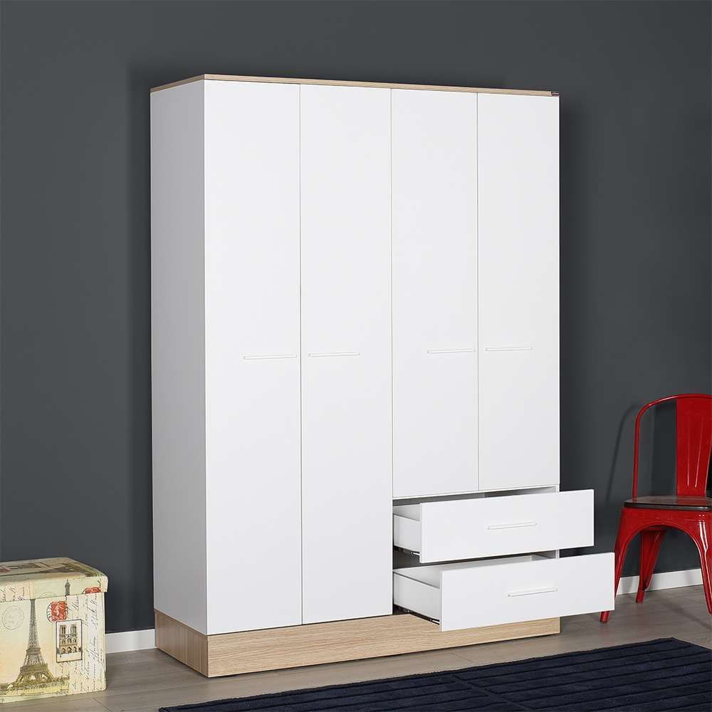 Dulap haine Base 4, 137 x 198 x 52 cm, alb, PAL melaminat, spatiu de depozitare, fixare pe perete — imaginea 12