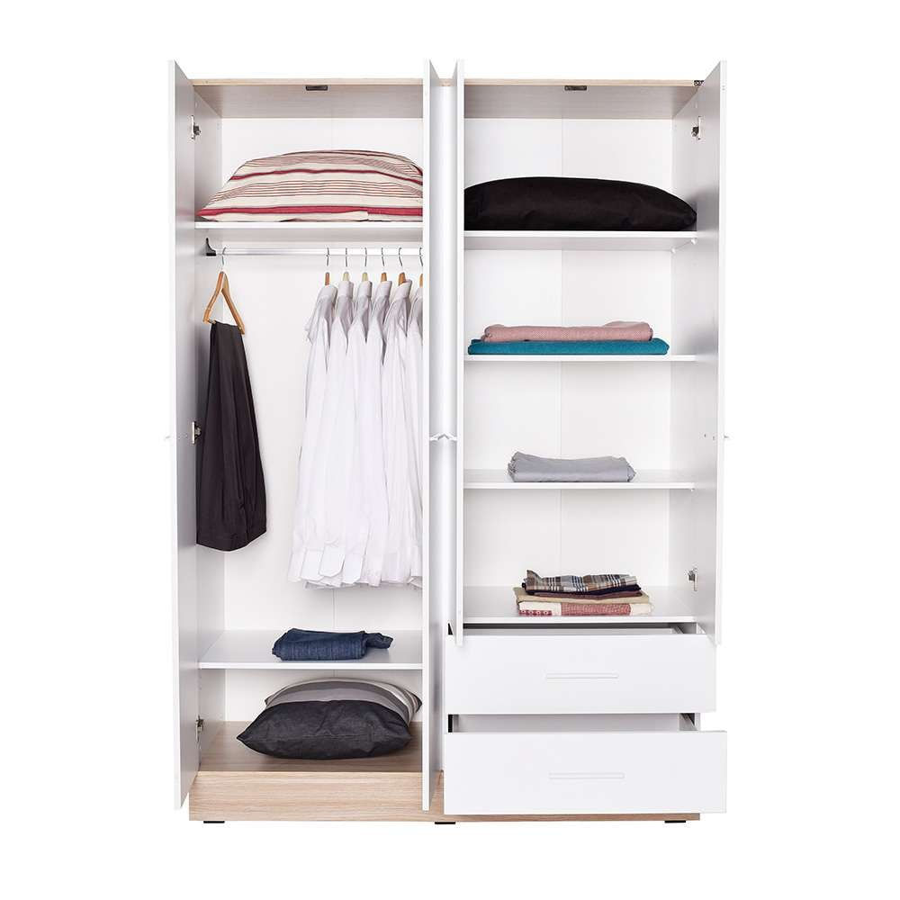 Dulap haine Base 4, 137 x 198 x 52 cm, alb, PAL melaminat, spatiu de depozitare, fixare pe perete — imaginea 13