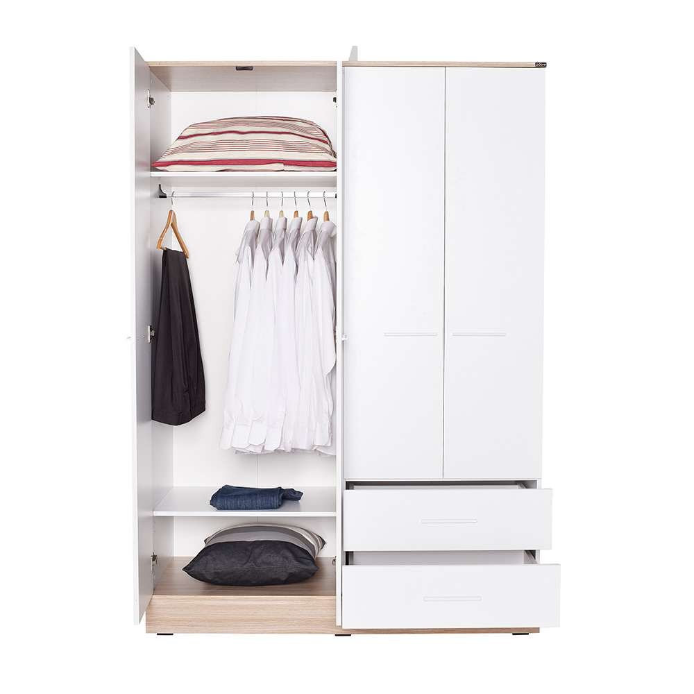 Dulap haine Base 4, 137 x 198 x 52 cm, alb, PAL melaminat, spatiu de depozitare, fixare pe perete — imaginea 15