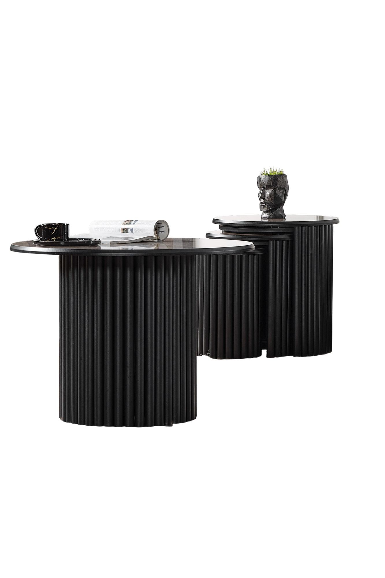 Masa de cafea Boston, 70 x 42 x 70 cm, metal, design compact, negru — imaginea 2