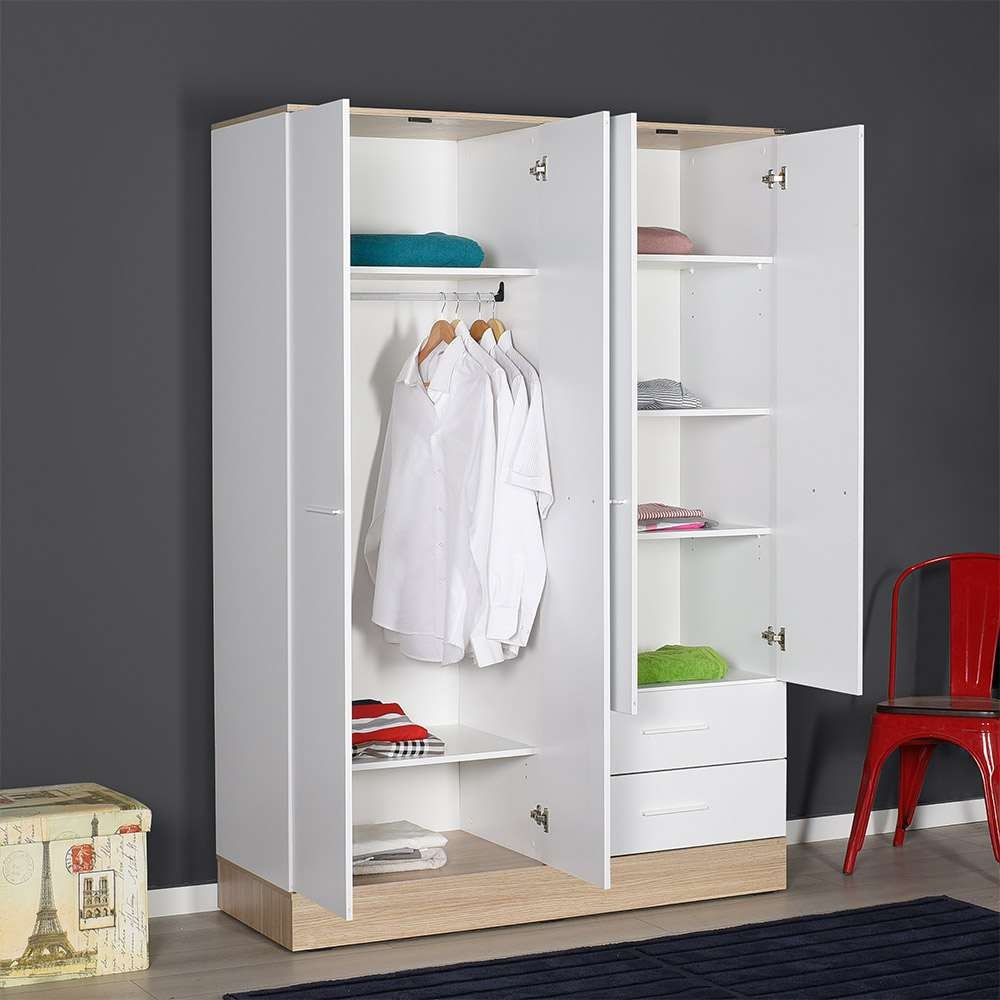 Dulap haine Base 4, 137 x 198 x 52 cm, alb, PAL melaminat, spatiu de depozitare, fixare pe perete — imaginea 19
