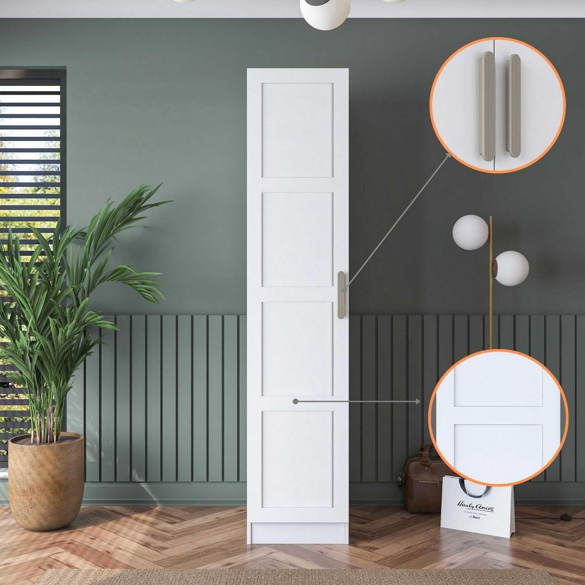 Dulap haine BA190, 45 x 210 x 57,5 cm, alb, PAL, spatiu de depozitare, fixare pe perete — imaginea 7