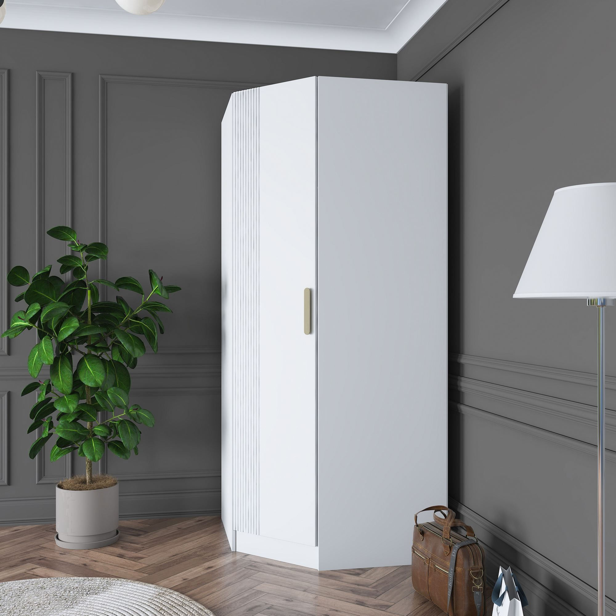 Dulap haine BA183, 91 x 210 x 57,5 cm, alb, PAL, spatiu de depozitare, fixare pe perete — imaginea 5