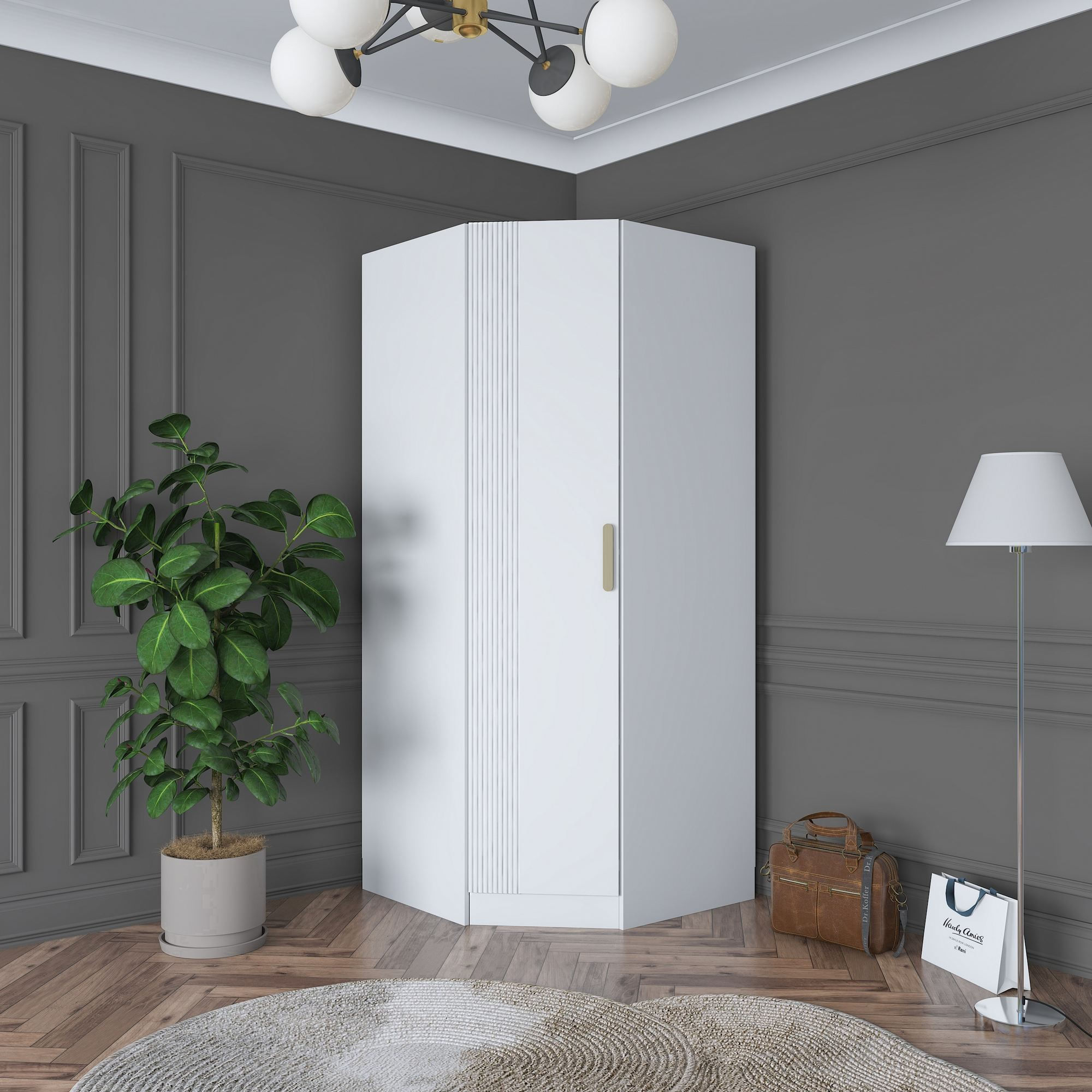 Dulap haine BA183, 91 x 210 x 57,5 cm, alb, PAL, spatiu de depozitare, fixare pe perete — imaginea 13