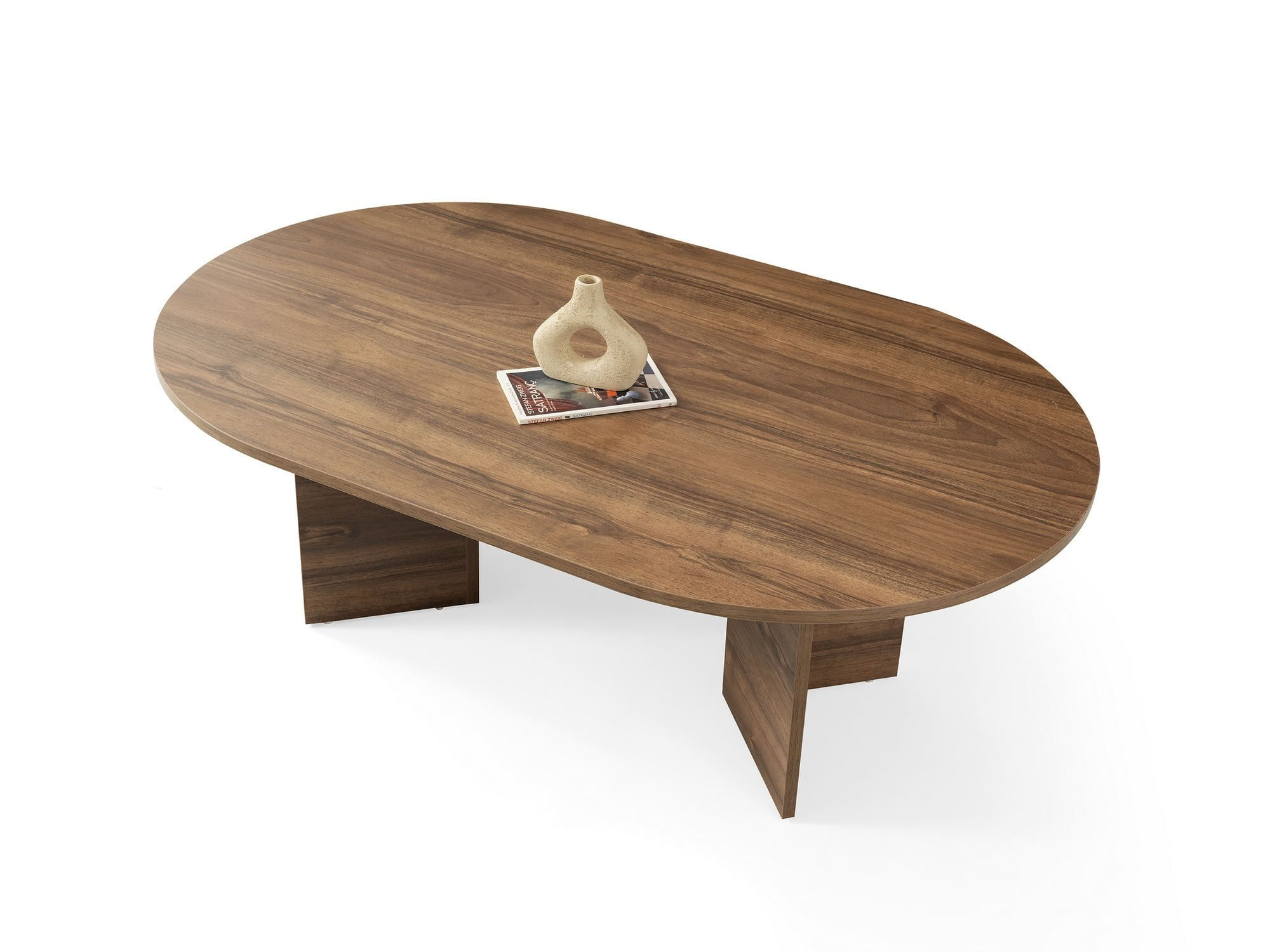 Masa de cafea Oscar, 128 x 42 x 80 cm, PAL melaminat, design compact, nuc — imaginea 2