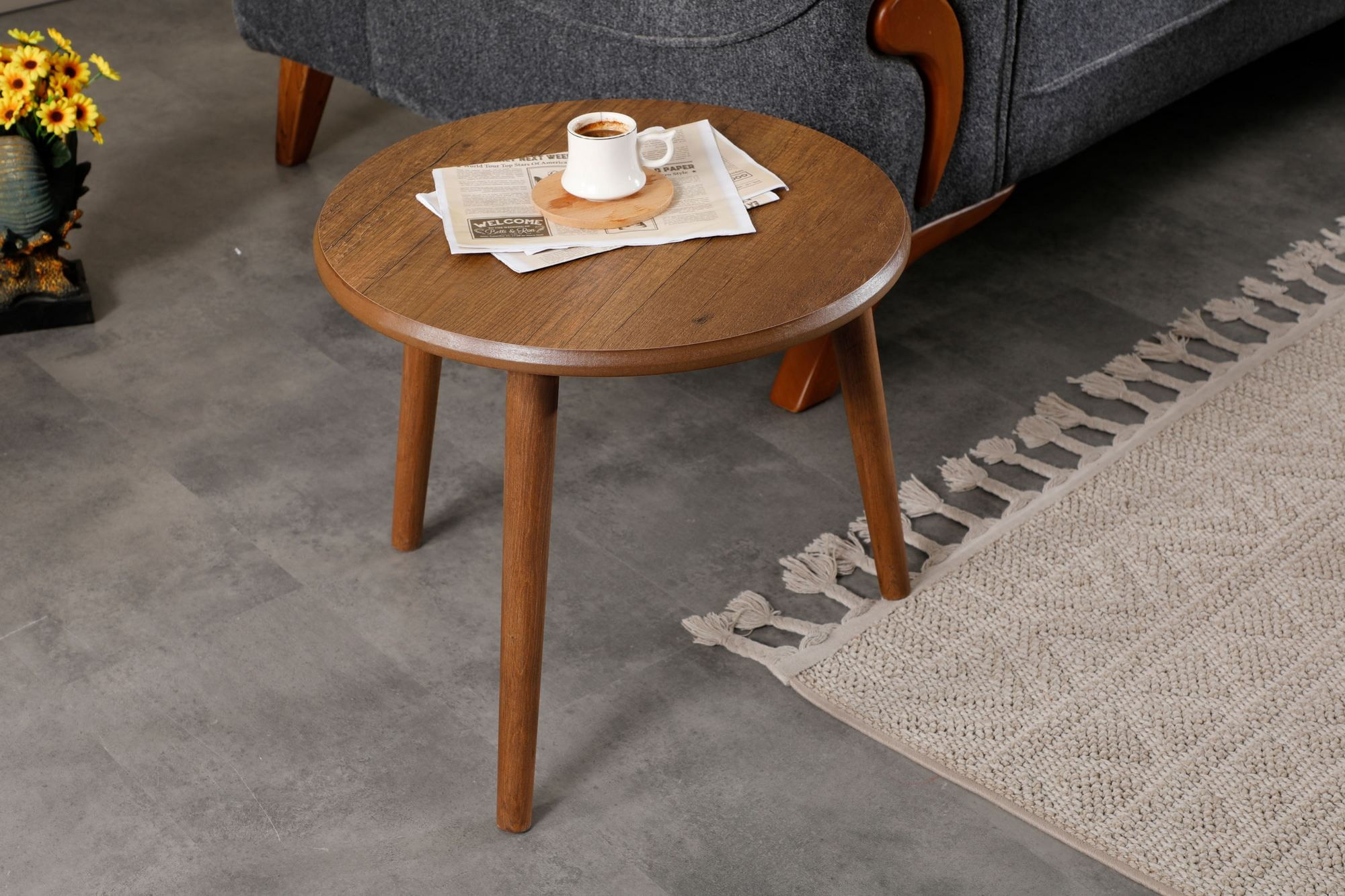 Masa de cafea Marlo, 100 x 45 x 50 cm, nuc, MDF, design compact — imaginea 2