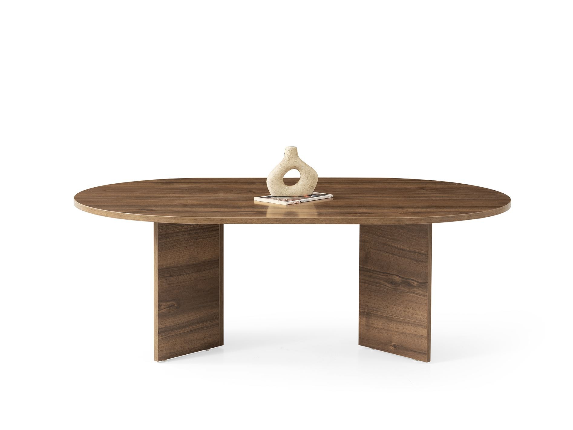 Masa de cafea Oscar, 128 x 42 x 80 cm, PAL melaminat, design compact, nuc — imaginea 3