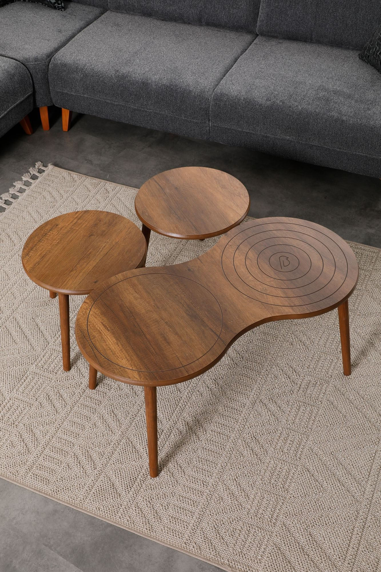 Masa de cafea Marlo, 100 x 45 x 50 cm, nuc, MDF, design compact — imaginea 7