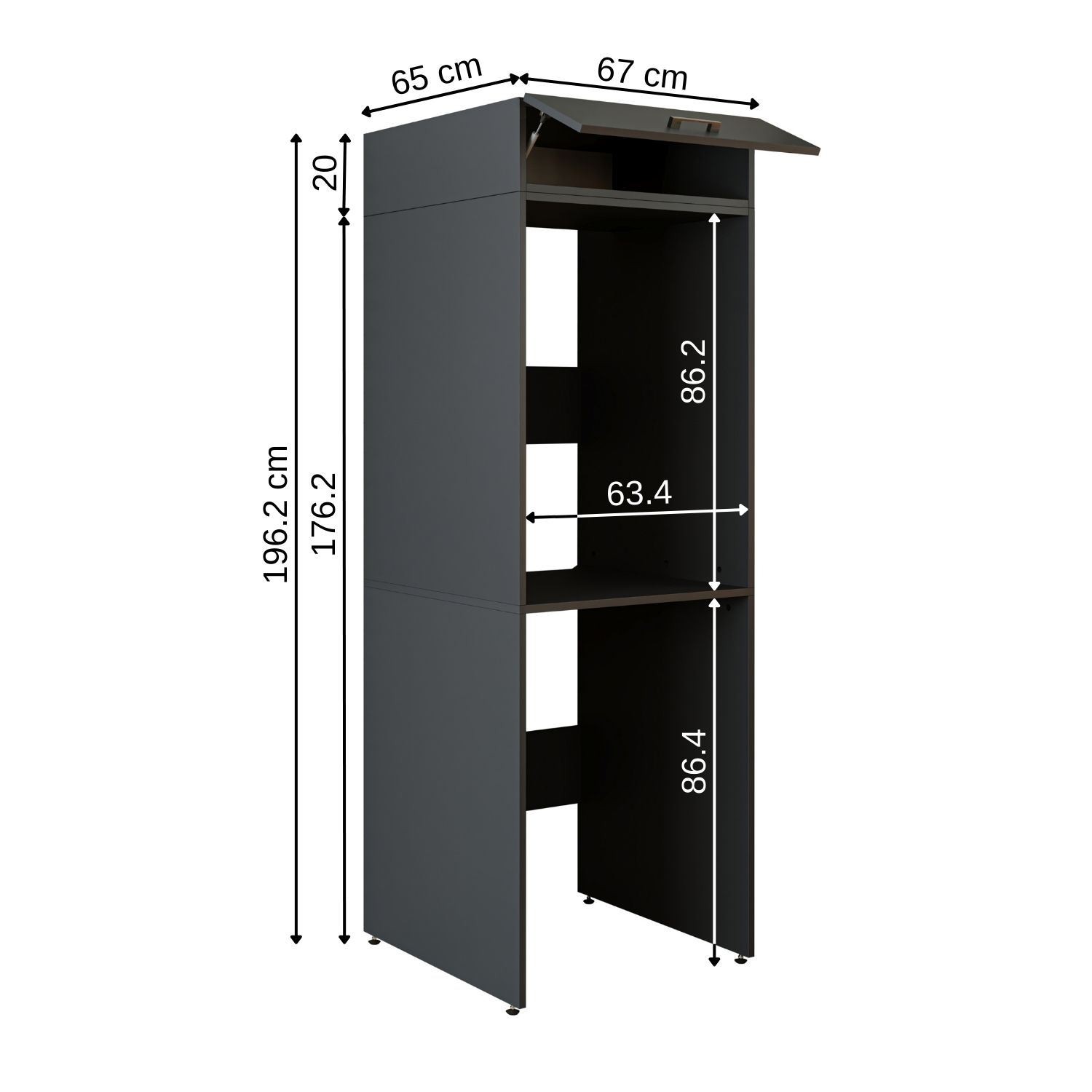Dulap pentru mașina de spălat 2375, 67 x 196,2 x 65 cm, antracit, PAL melaminat