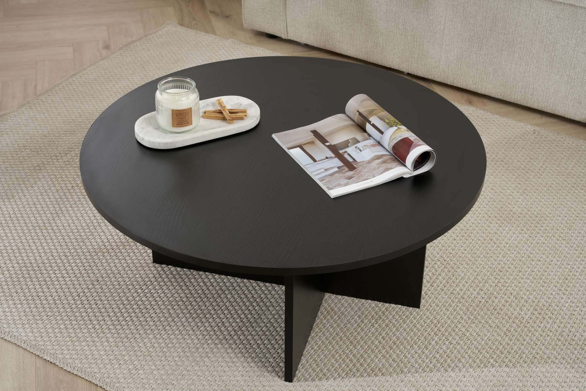 Masa de cafea Soleil, 90 x 40 x 90 cm, lemn negru, PAL melaminat, capacitate 20 kg, wood negru — imaginea 3