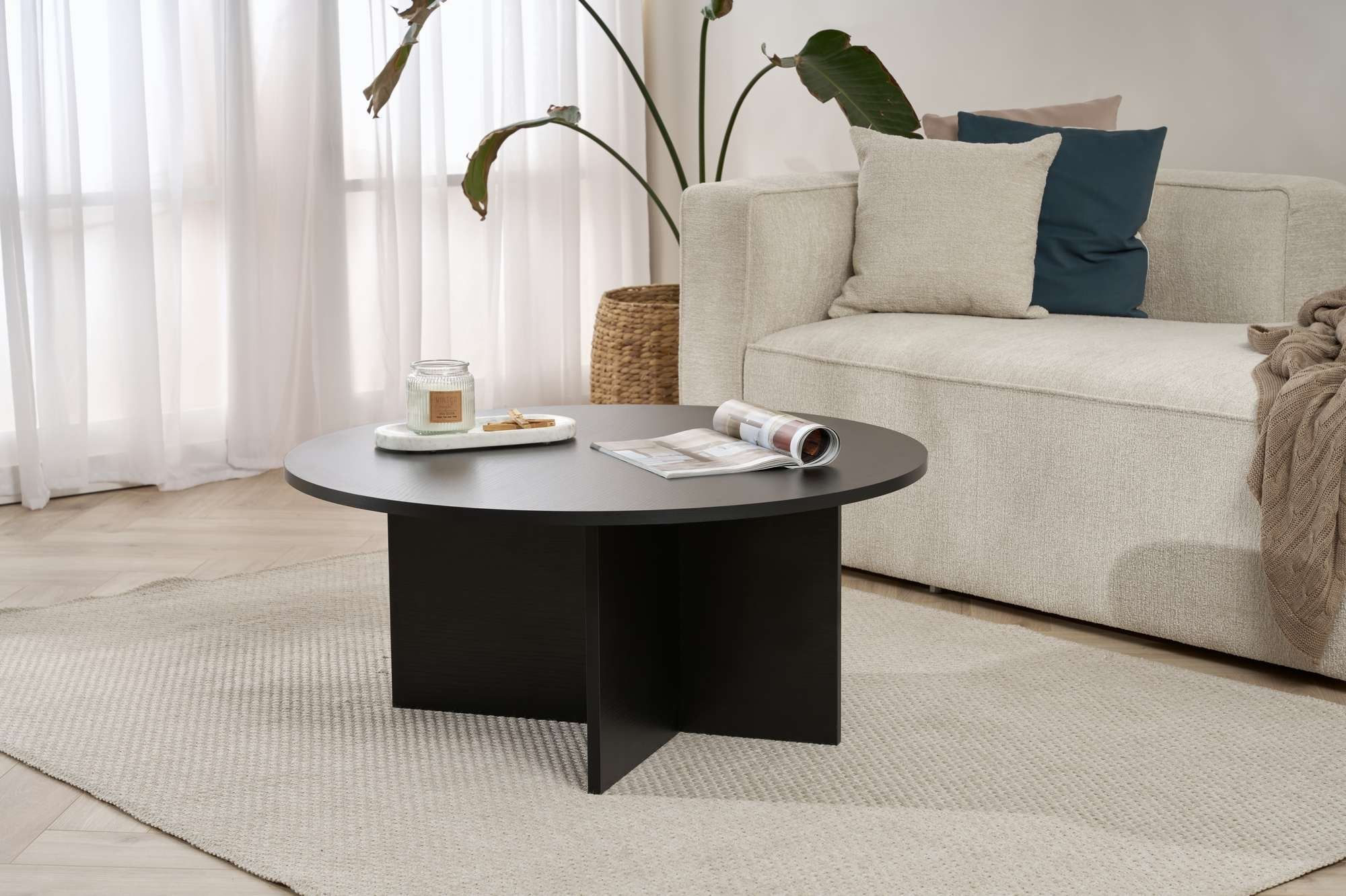 Masa de cafea Soleil, 90 x 40 x 90 cm, lemn negru, PAL melaminat, capacitate 20 kg, wood negru — imaginea 5