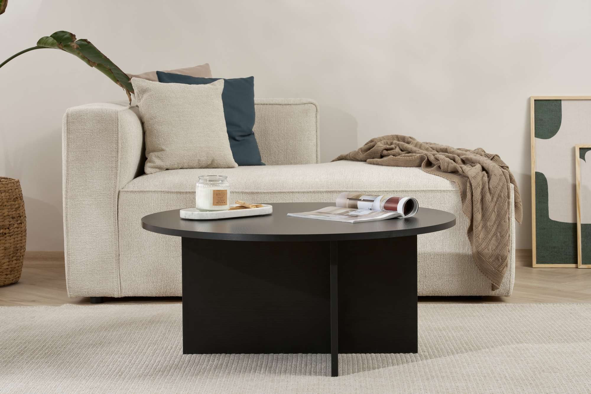 Masa de cafea Soleil, 90 x 40 x 90 cm, lemn negru, PAL melaminat, capacitate 20 kg, wood negru — imaginea 7