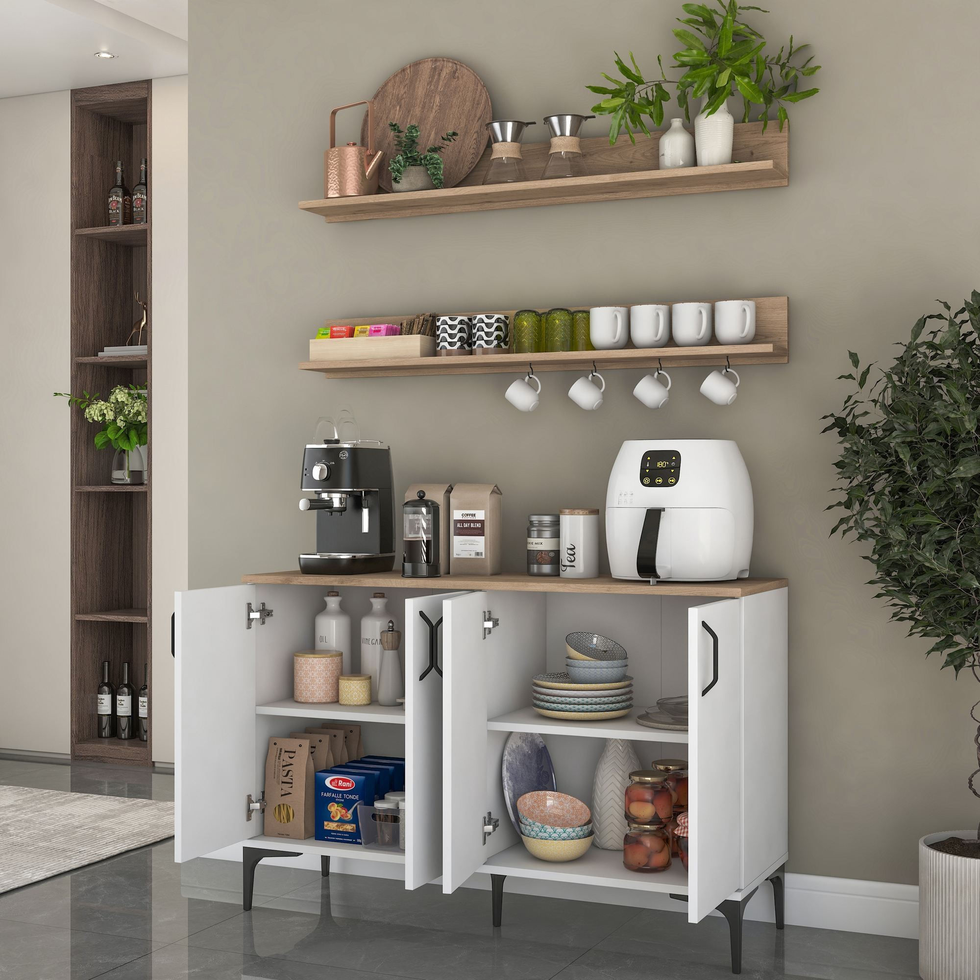Dulap JE234, 120 x 78,6 x 40 cm, alb nuc, PAL, spatiu de depozitare, fixare pe perete — imaginea 6