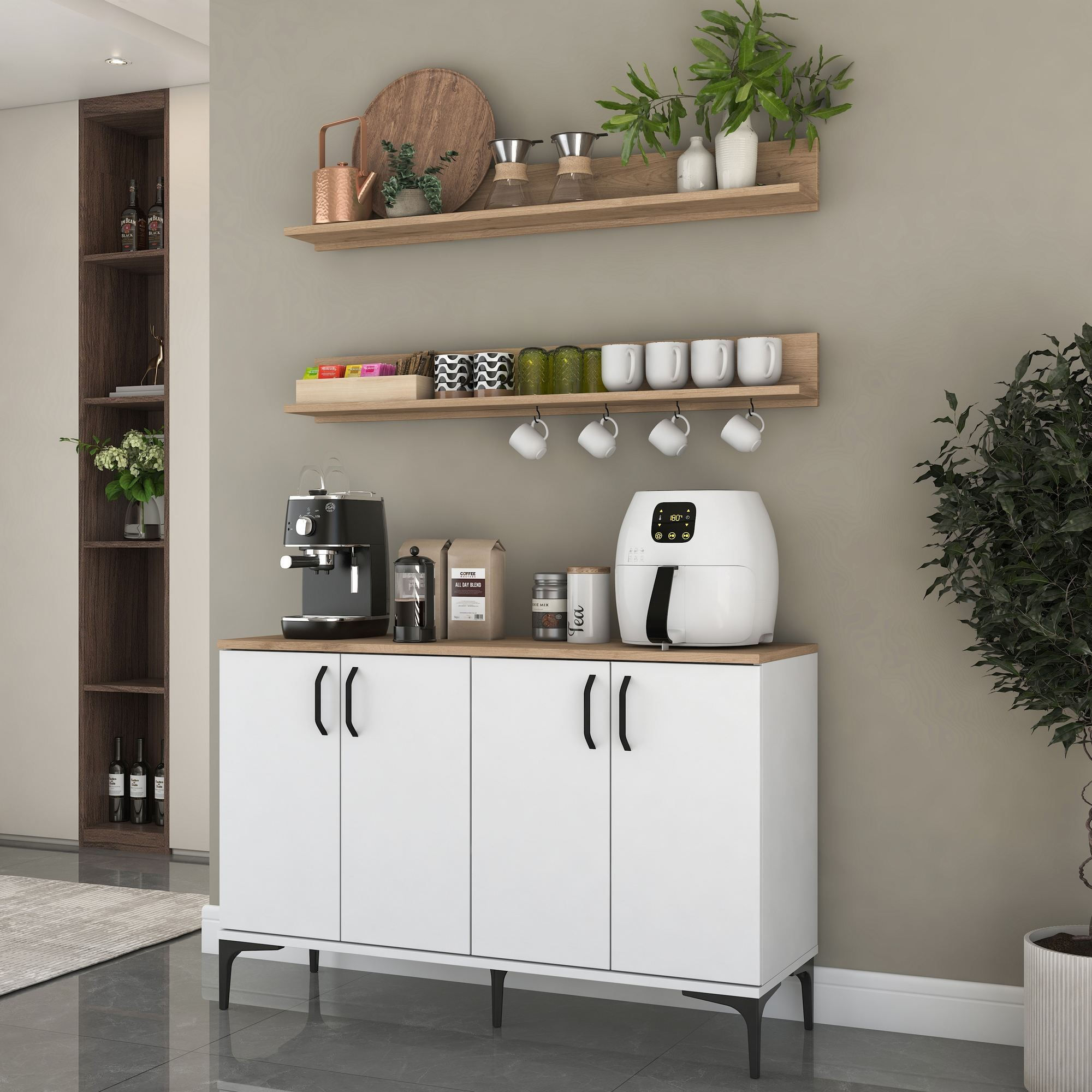 Dulap JE234, 120 x 78,6 x 40 cm, alb nuc, PAL, spatiu de depozitare, fixare pe perete — imaginea 11