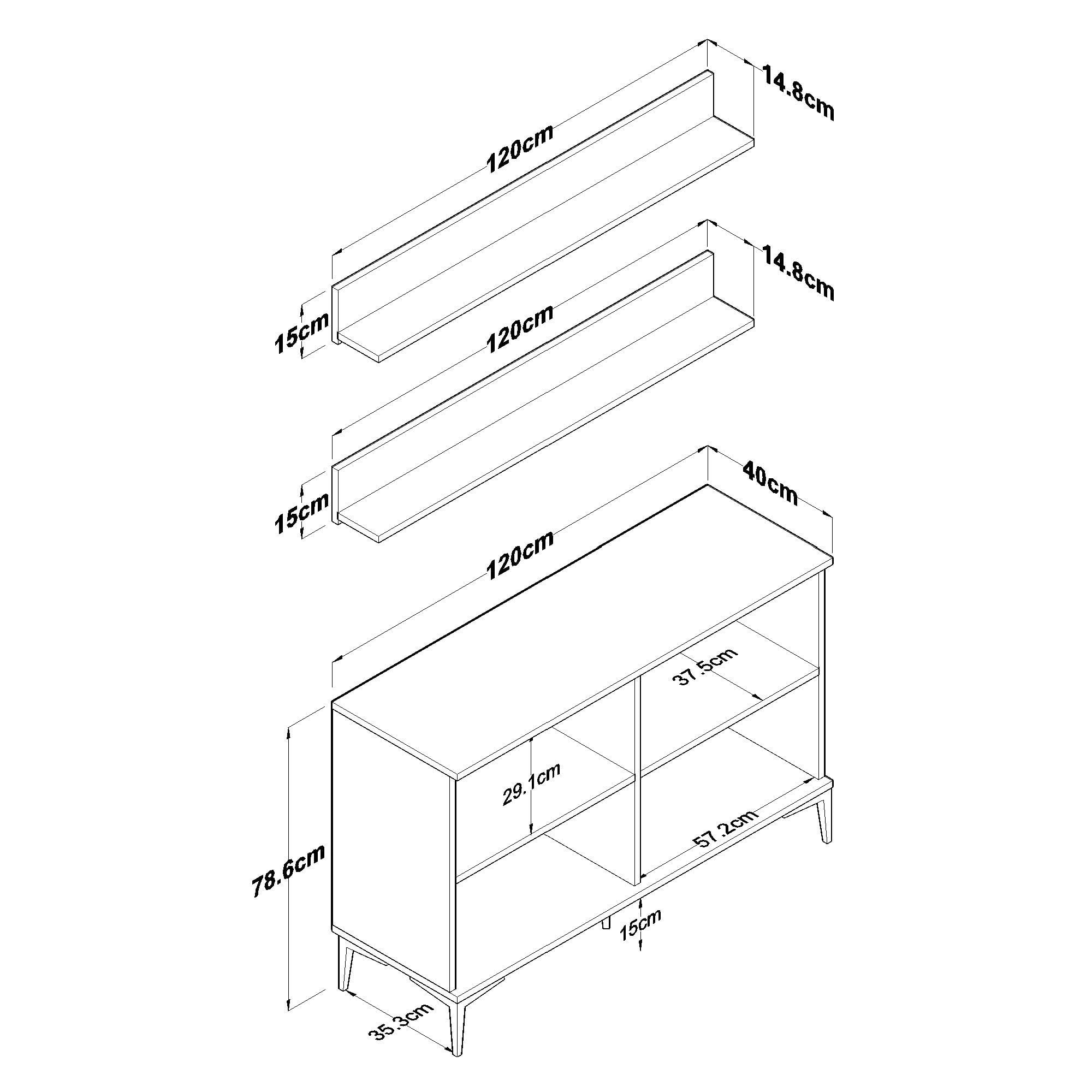 Dulap JE234, 120 x 78,6 x 40 cm, alb nuc, PAL, spatiu de depozitare, fixare pe perete — imaginea 13