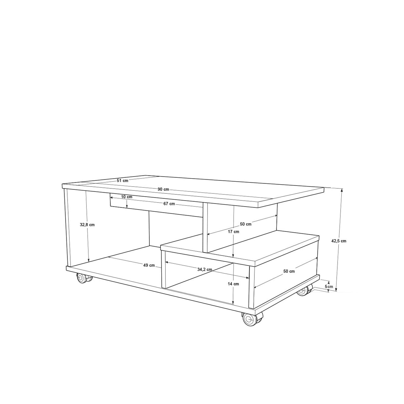 Masa de cafea MIN9-W, 90 x 42,5 x 51 cm, alb, PAL melaminat, design compact — imaginea 4