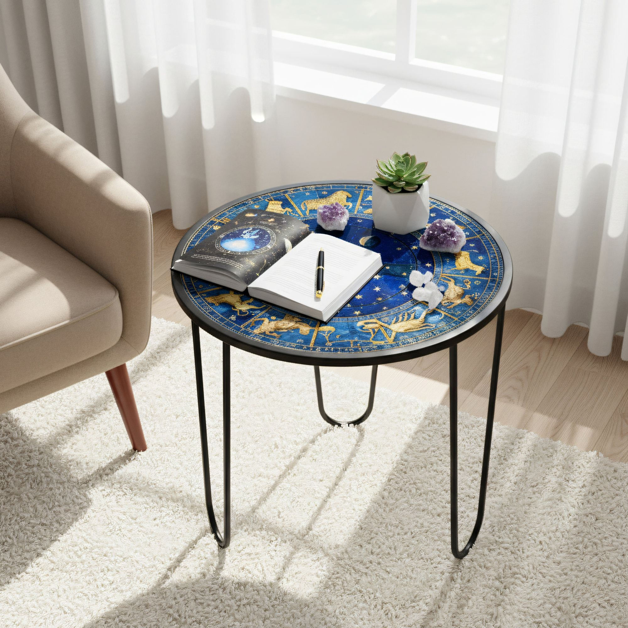 Masa de cafea Shb-033-A, 53 x 55 x 53 cm, multicolor, metal, design compact — imaginea 3