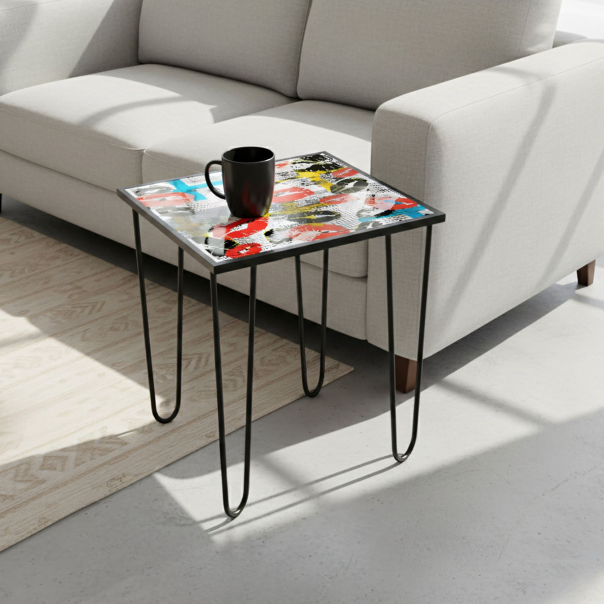 Masa de cafea Shb-032-C, 53 x 55 x 53 cm, multicolor, metal, design compact — imaginea 4