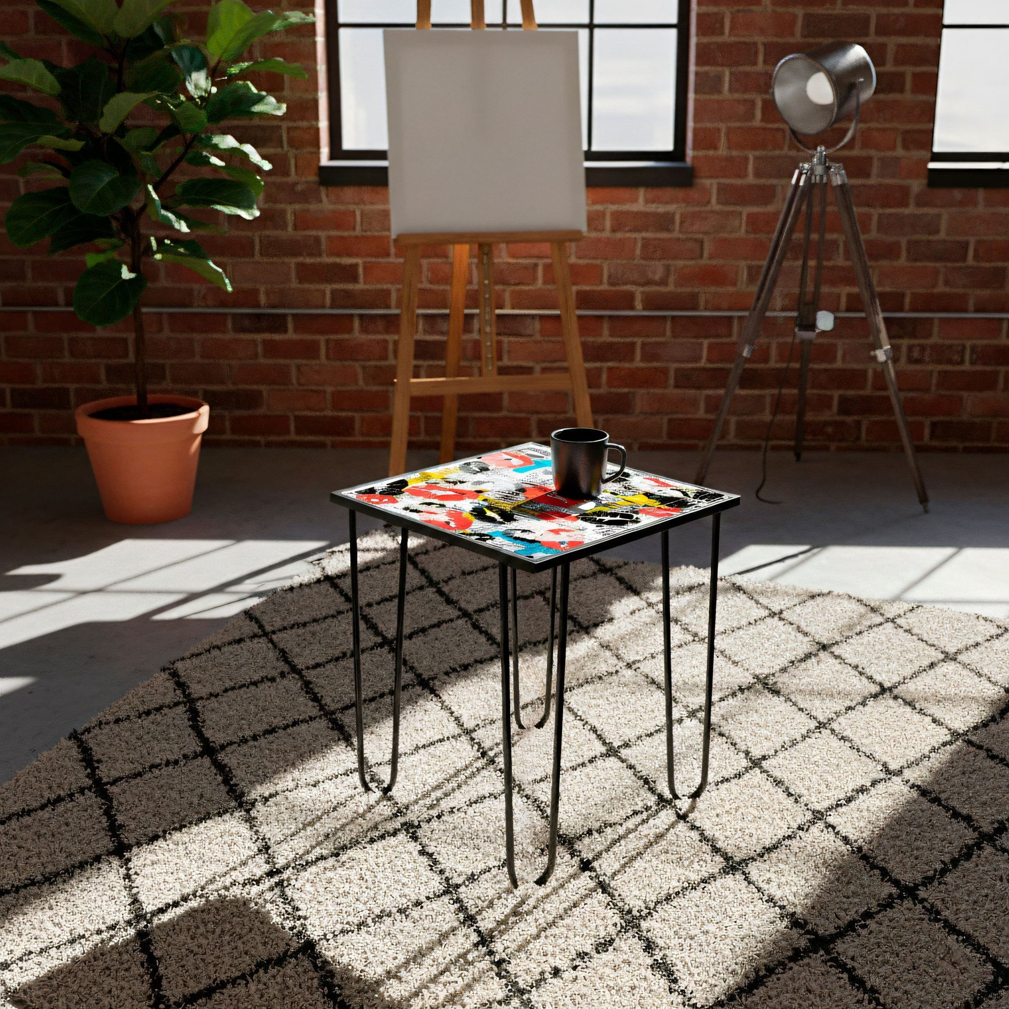 Masa de cafea Shb-032-C, 53 x 55 x 53 cm, multicolor, metal, design compact — imaginea 6