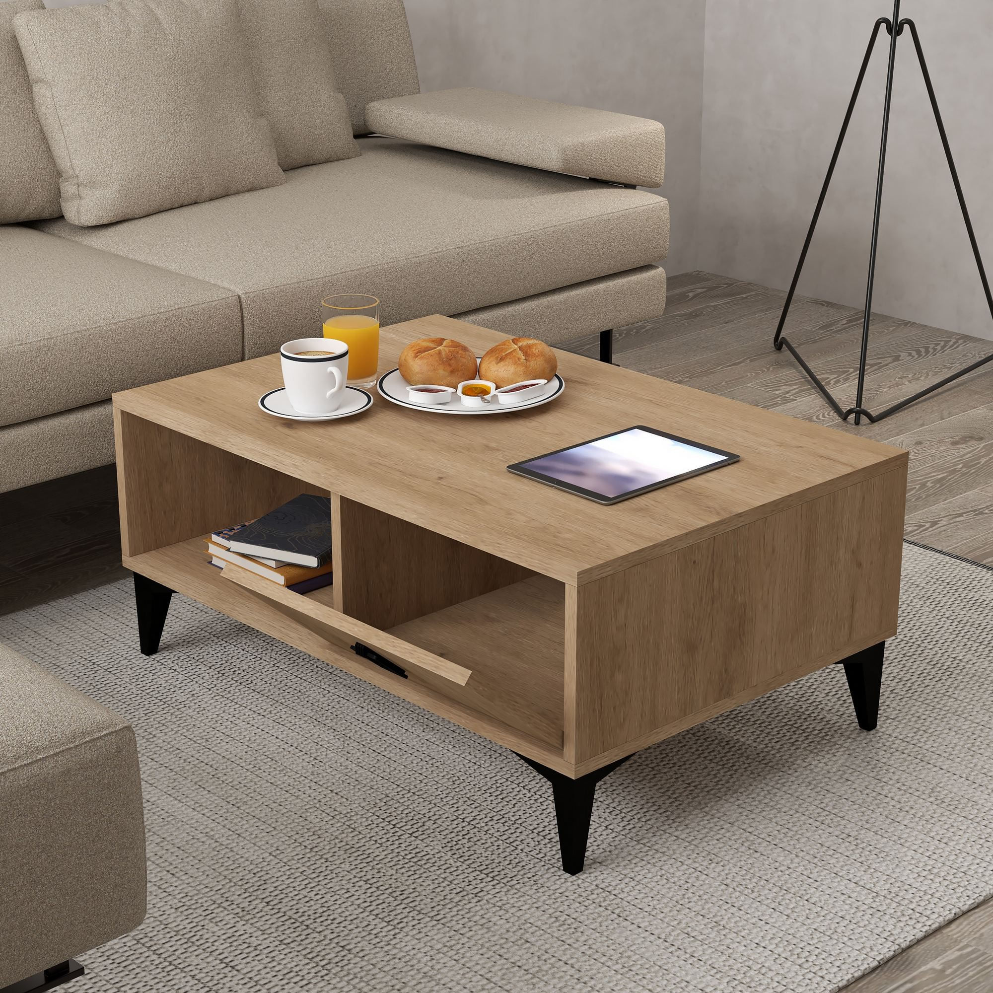 Masa de cafea Deren 2006, 90 x 41,5 x 60 cm, stejar safir, PAL melaminat, design compact — imaginea 2
