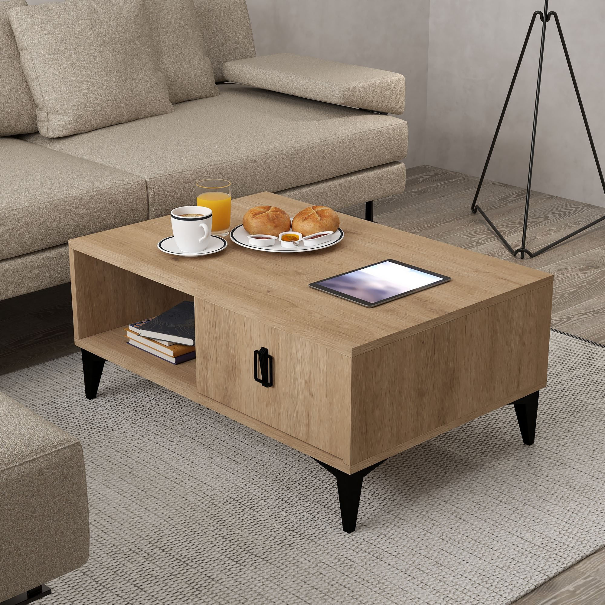 Masa de cafea Deren 2006, 90 x 41,5 x 60 cm, stejar safir, PAL melaminat, design compact — imaginea 3