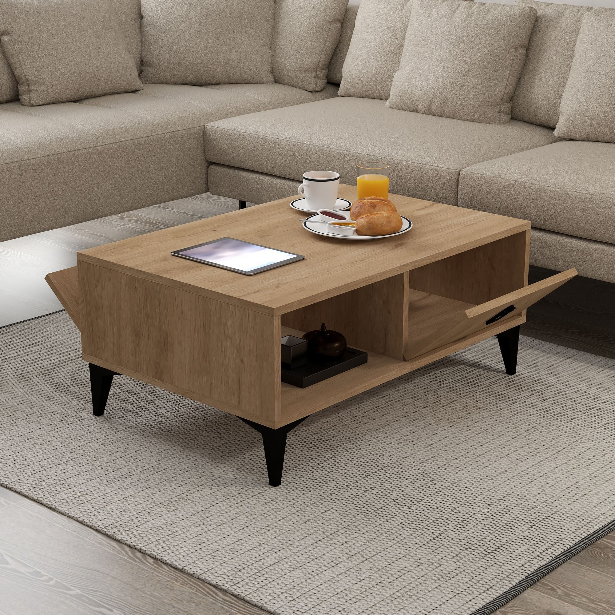 Masa de cafea Deren 2006, 90 x 41,5 x 60 cm, stejar safir, PAL melaminat, design compact — imaginea 4