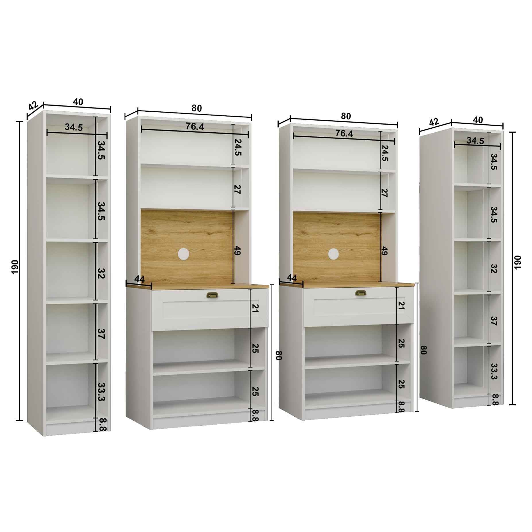 Dulap pentru cafea Nero Quad 1600-224, 240 x 190 x 44 cm, alb, PAL melaminat, spatiu de depozitare, fixare pe perete — imaginea 6