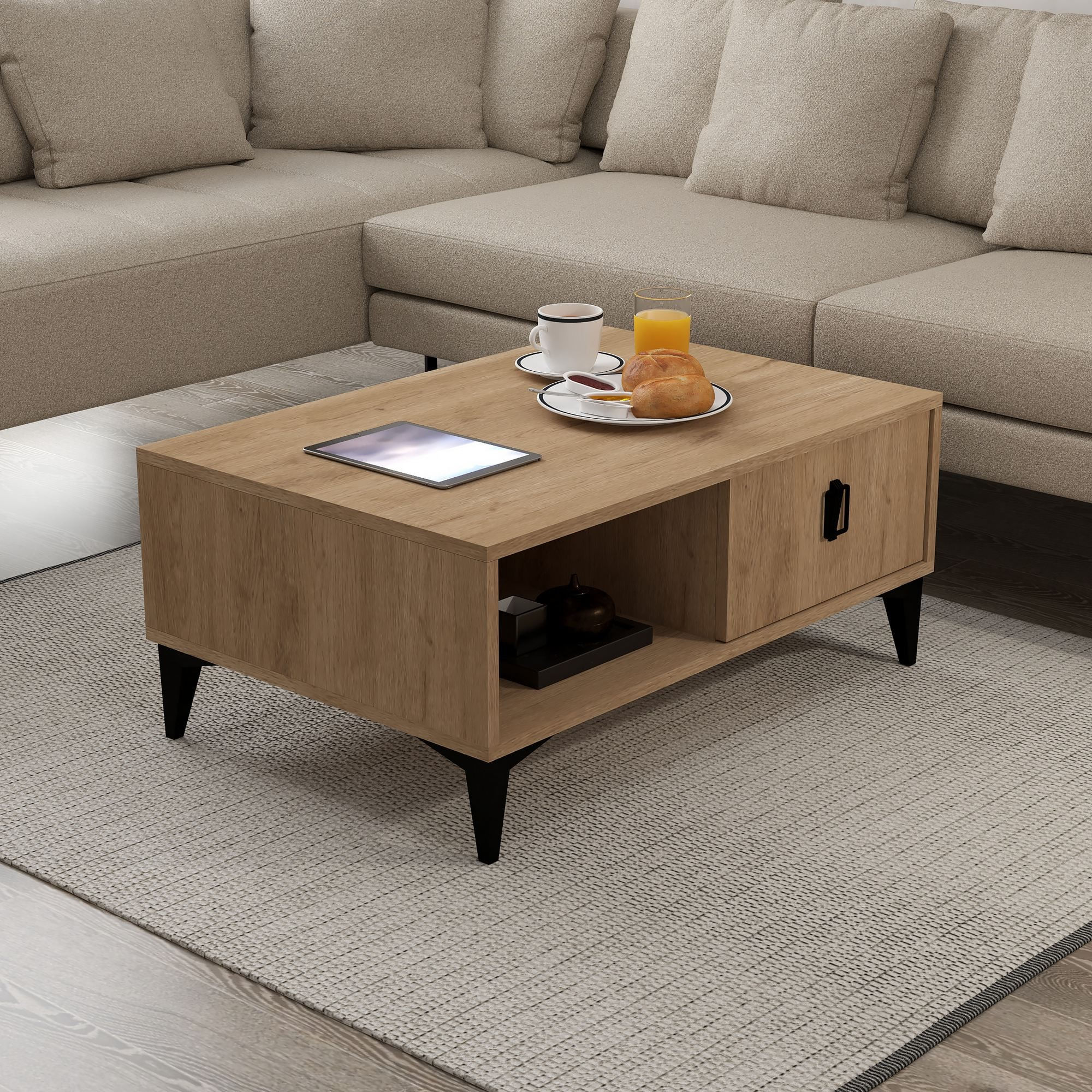 Masa de cafea Deren 2006, 90 x 41,5 x 60 cm, stejar safir, PAL melaminat, design compact — imaginea 5