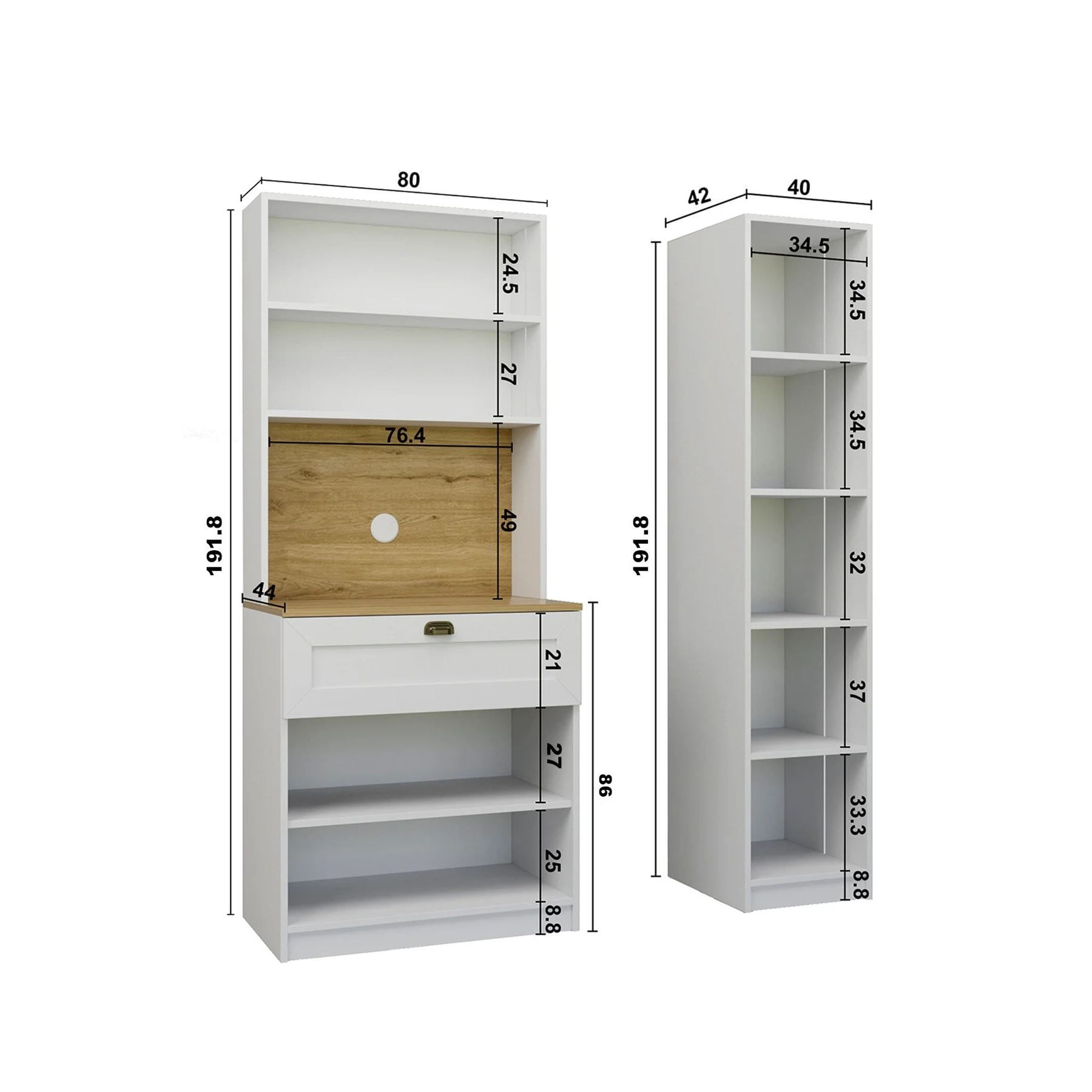 Dulap pentru cafea Nero 1600-210, 120 x 191,8 x 44 cm, alb, PAL melaminat, spatiu de depozitare, fixare pe perete — imaginea 6