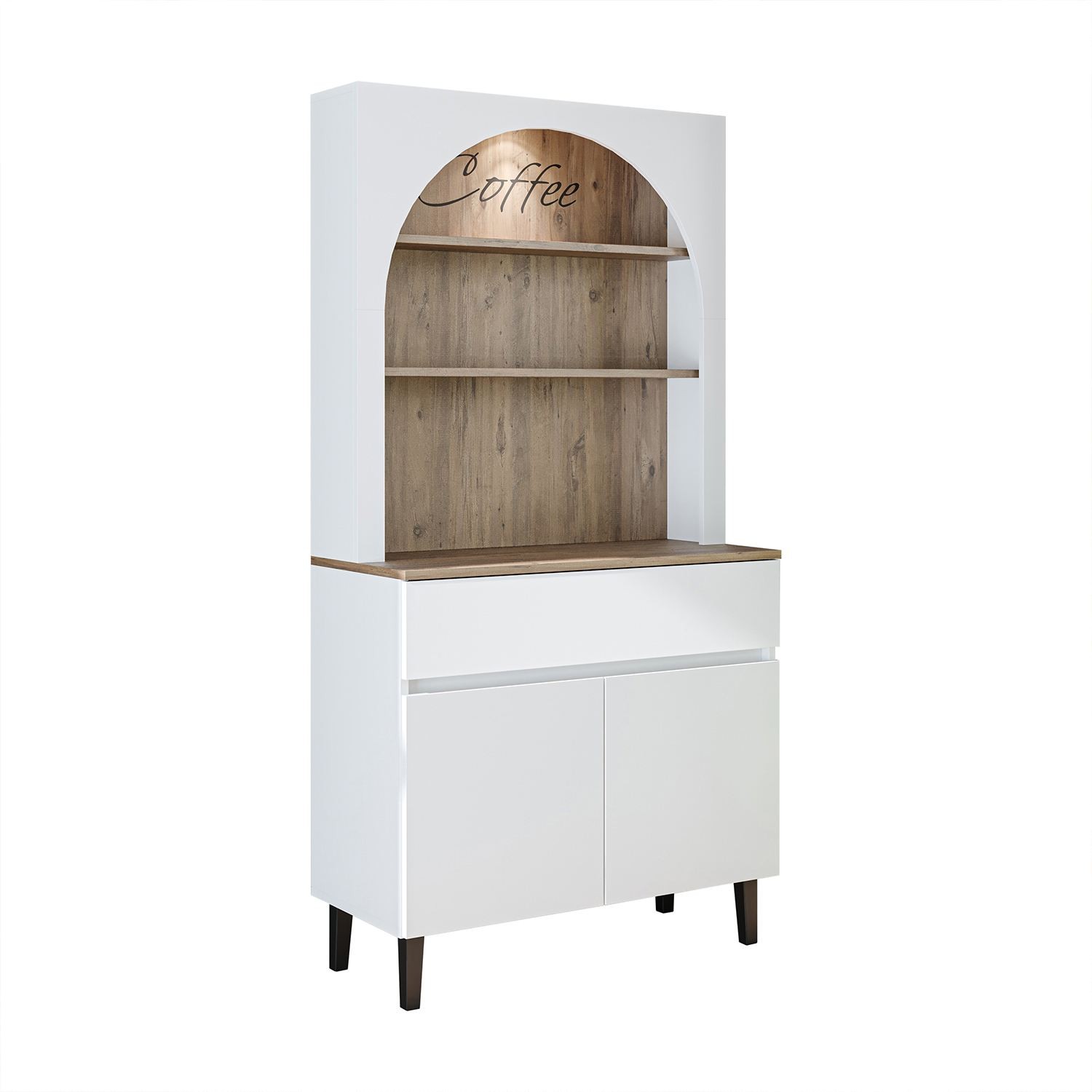 Dulap pentru cafea 2804, 90 x 179 x 42 cm, pin atlantic alb, PAL melaminat, spatiu de depozitare, fixare pe perete — imaginea 2