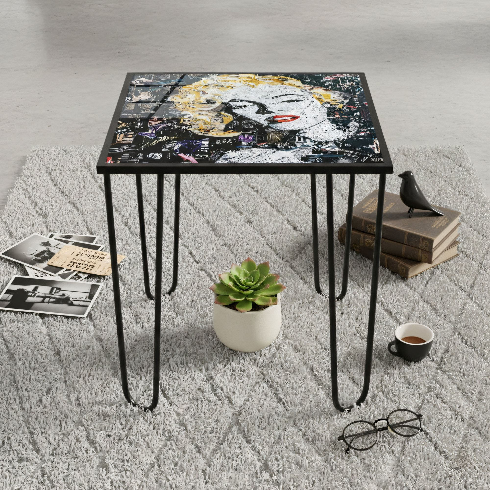 Masa de cafea Shb-032-E, 53 x 55 x 53 cm, multicolor, metal, design compact — imaginea 7