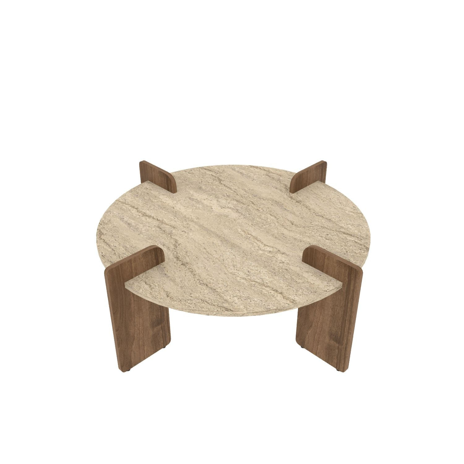 Masa de cafea Avoure, 90 x 35 x 90 cm, travertin nuc, PAL melaminat, design compact — imaginea 2