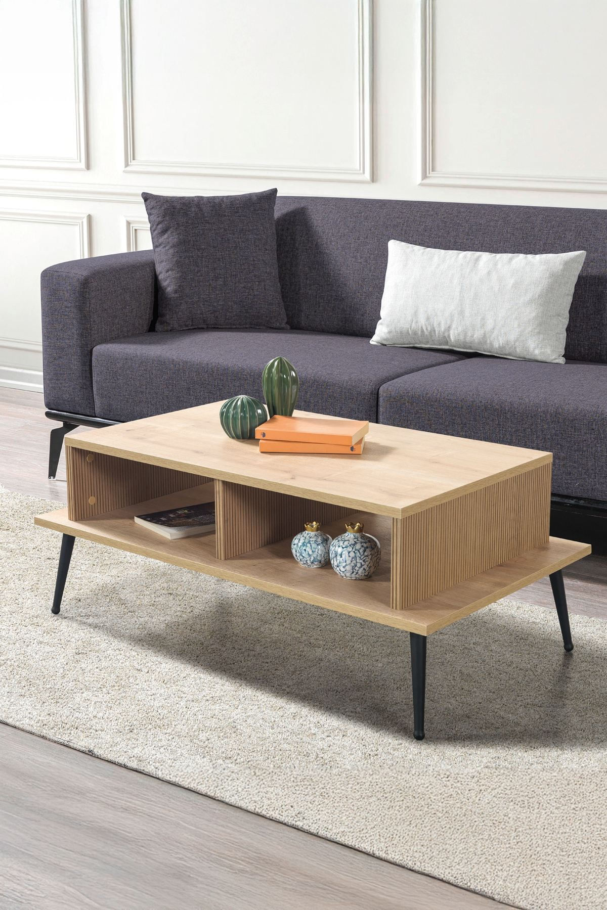 Masa de cafea Şile 2010, 100 x 40 x 56 cm, stejar safir, PAL melaminat, design compact — imaginea 3