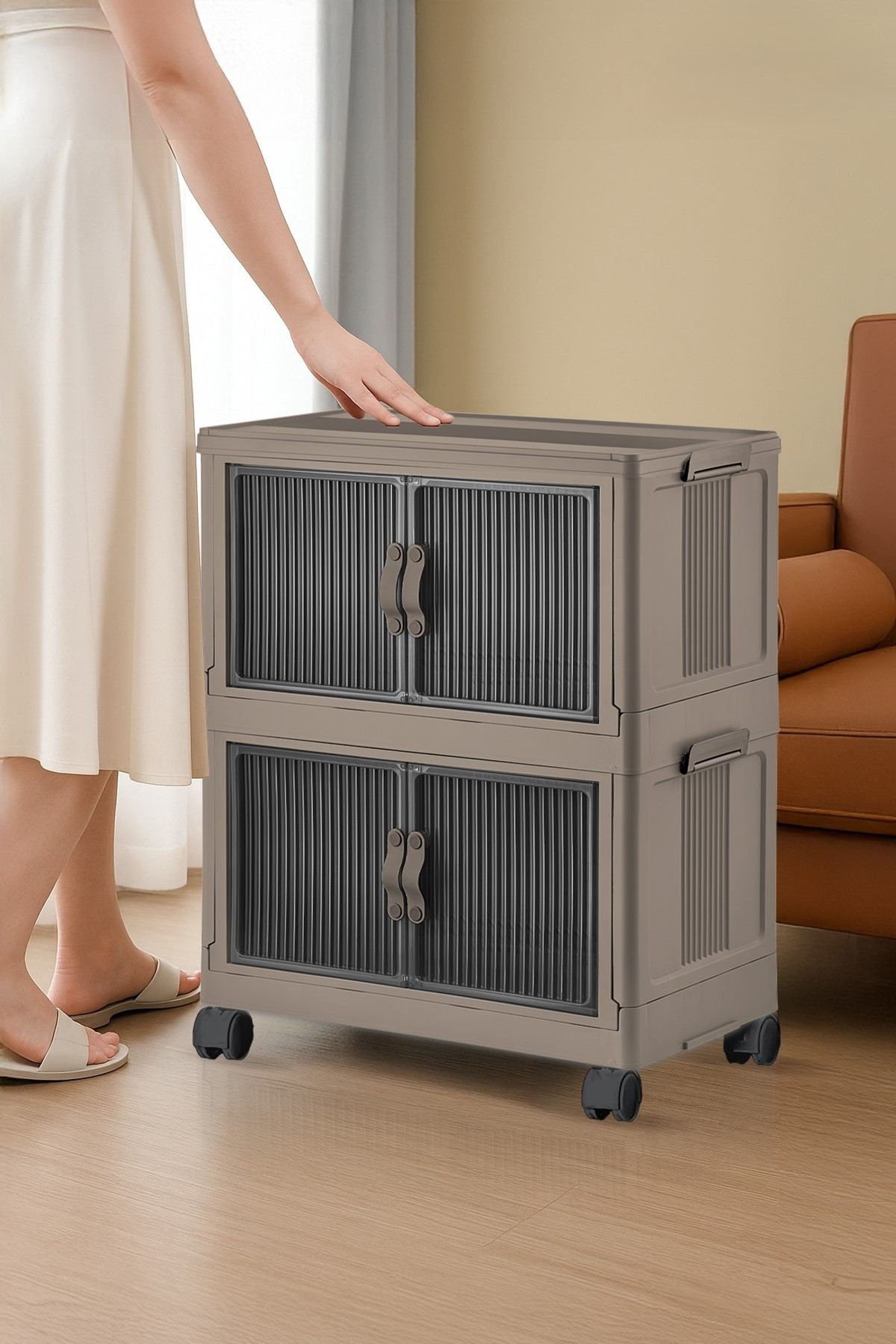 Dulap Lavine 67, 32 x 67 x 56 cm, maro deschis, light maro — imaginea 2