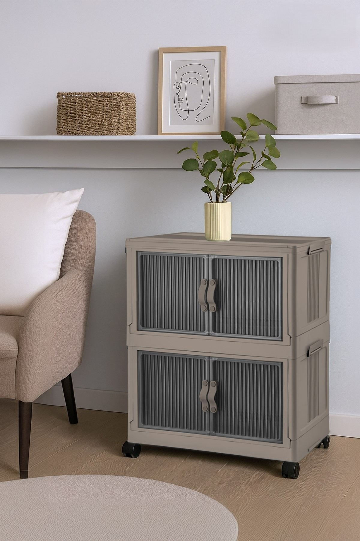 Dulap Lavine 67, 32 x 67 x 56 cm, maro deschis, light maro — imaginea 6