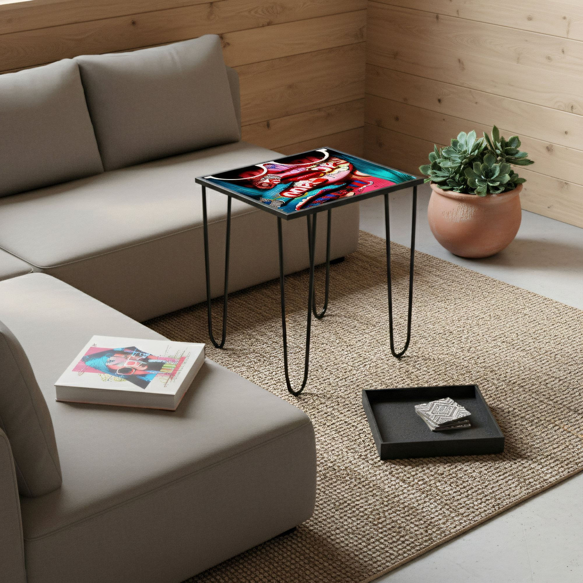 Masa de cafea Shb-032-B, 53 x 55 x 53 cm, multicolor, metal, design compact — imaginea 4