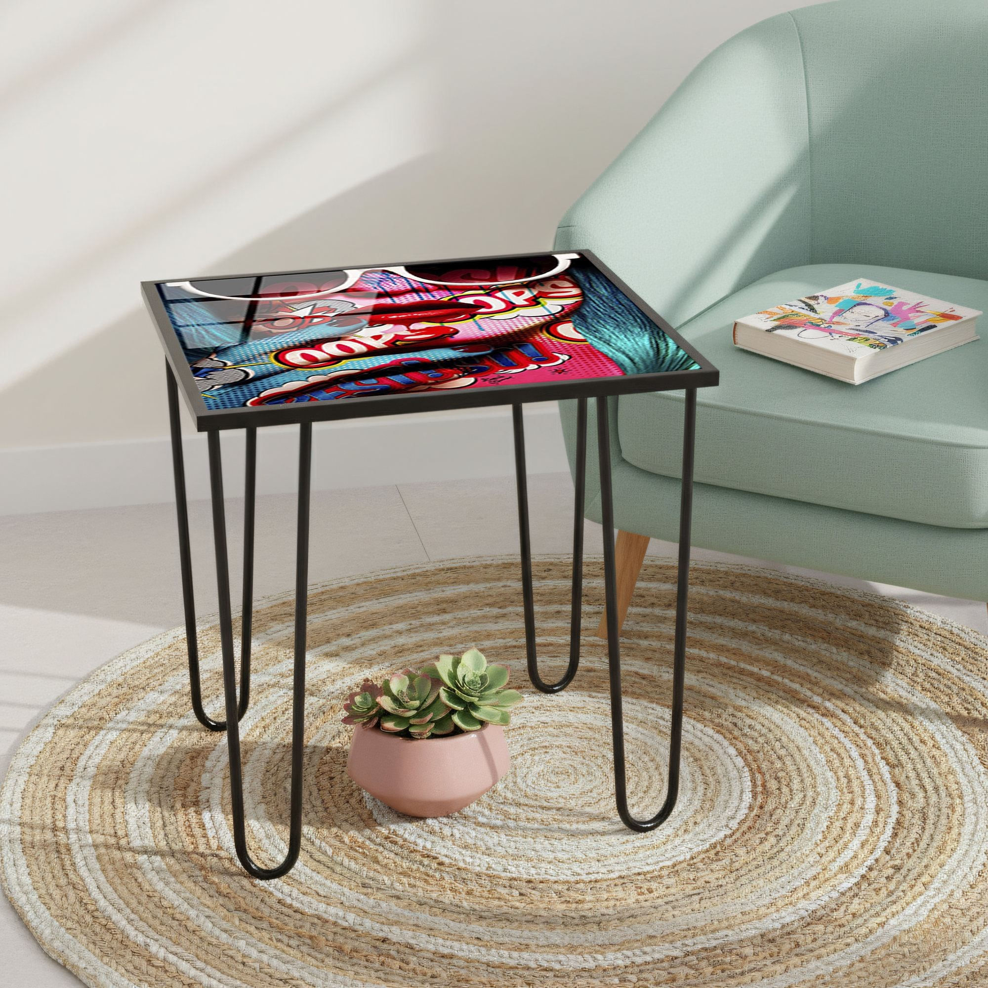 Masa de cafea Shb-032-B, 53 x 55 x 53 cm, multicolor, metal, design compact — imaginea 6
