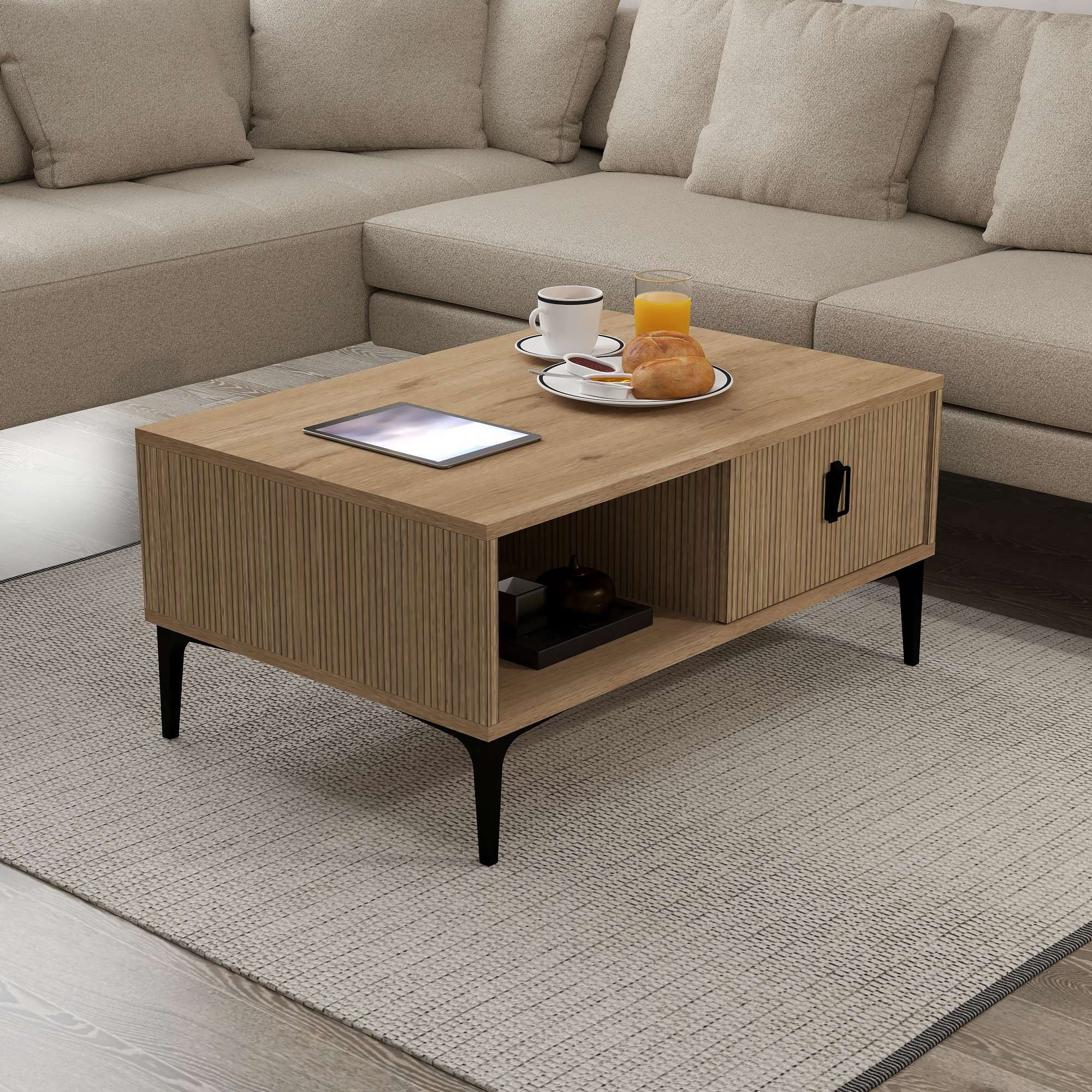 Masa de cafea Sare 2004, 90 x 41,5 x 60 cm, stejar safir, PAL melaminat, design compact — imaginea 2