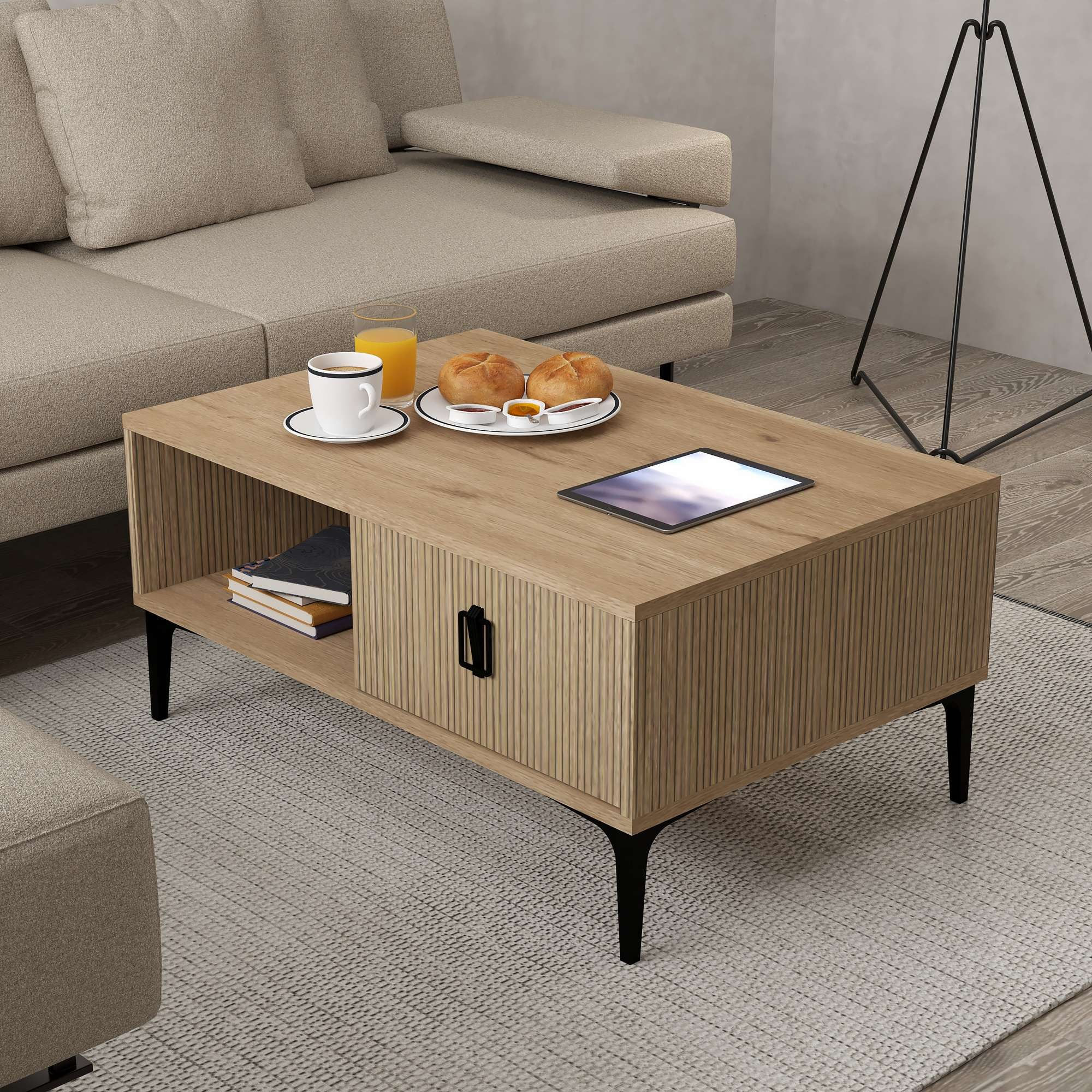 Masa de cafea Sare 2004, 90 x 41,5 x 60 cm, stejar safir, PAL melaminat, design compact — imaginea 5