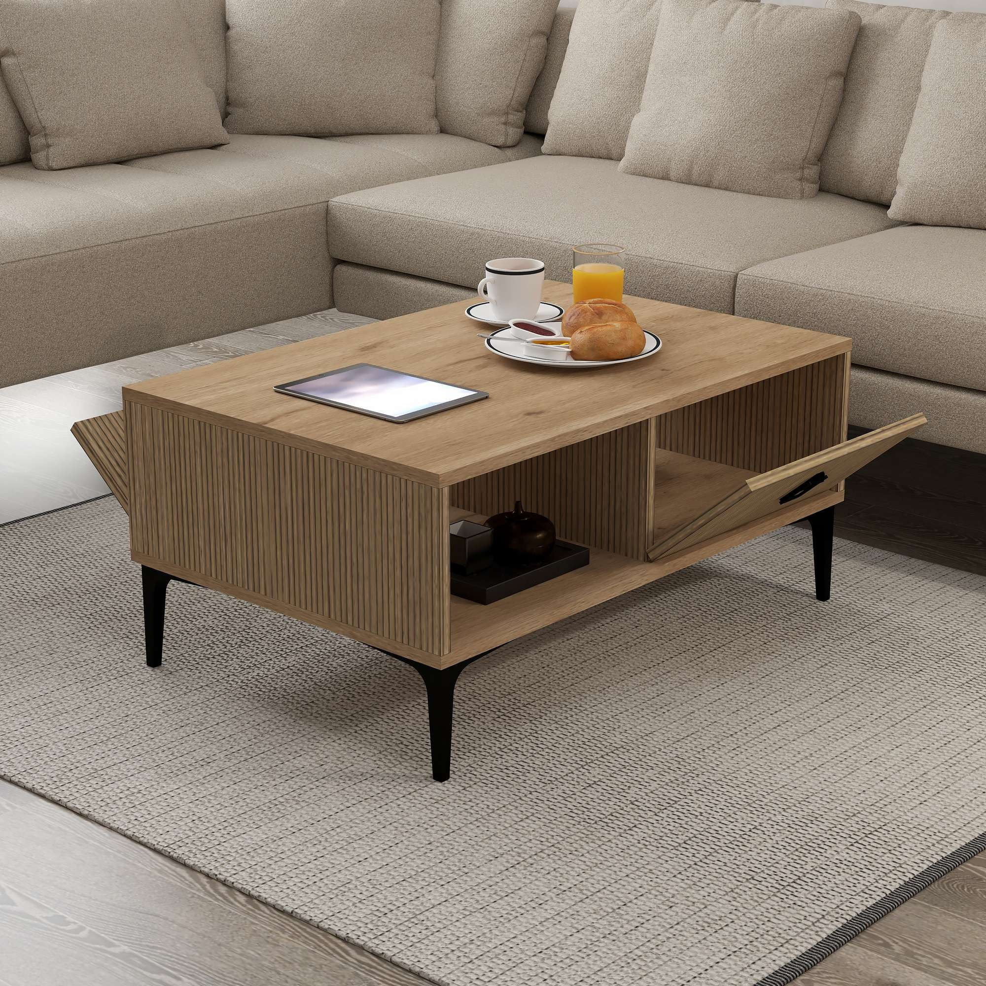 Masa de cafea Sare 2004, 90 x 41,5 x 60 cm, stejar safir, PAL melaminat, design compact — imaginea 6
