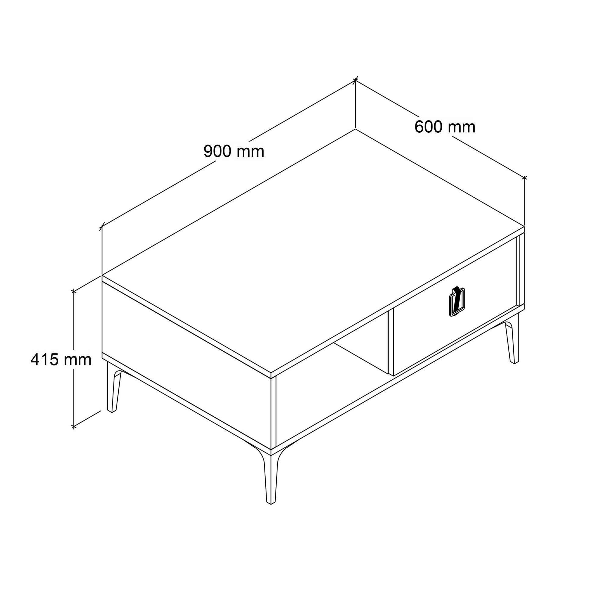 Masa de cafea Sare 2004, 90 x 41,5 x 60 cm, stejar safir, PAL melaminat, design compact — imaginea 10