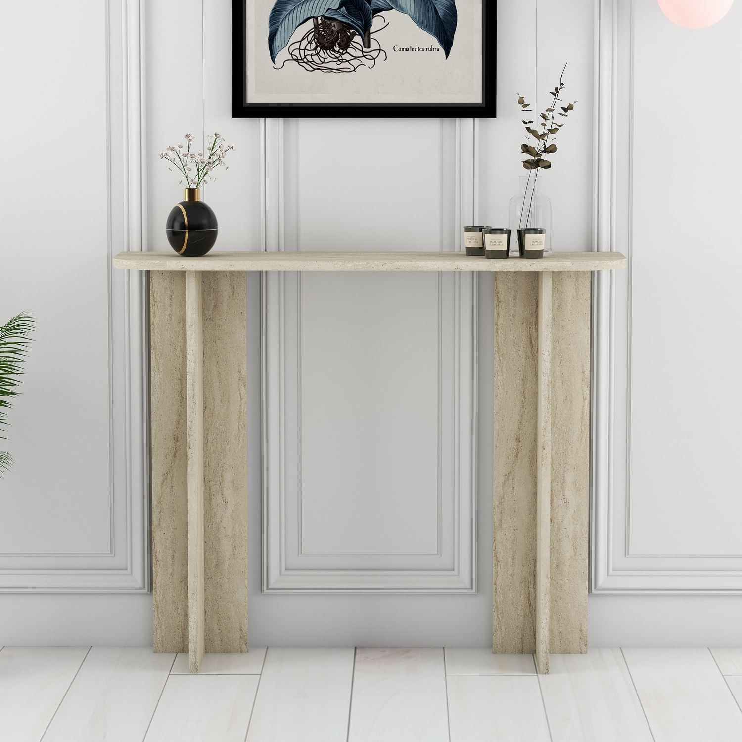 Masa de machiaj Modena, 105 x 85 x 30 cm, travertin, PAL melaminat, capacitate 10 kg — imaginea 3