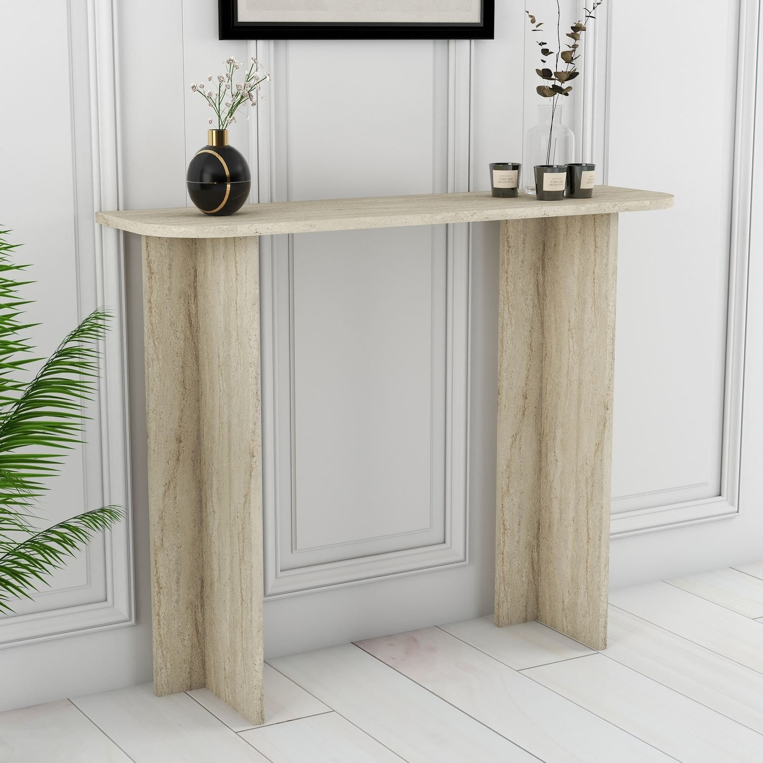 Masa de machiaj Modena, 105 x 85 x 30 cm, travertin, PAL melaminat, capacitate 10 kg — imaginea 4