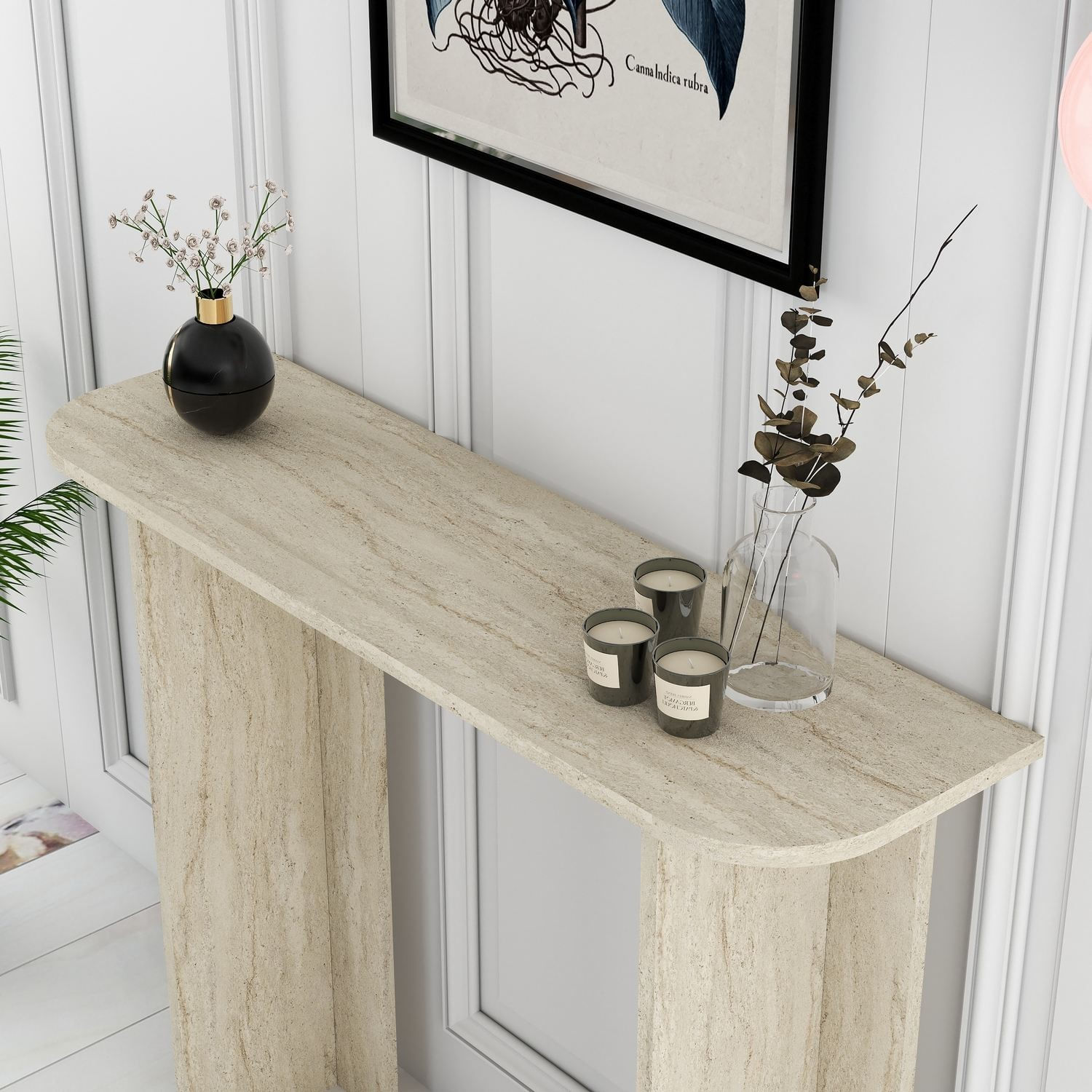 Masa de machiaj Modena, 105 x 85 x 30 cm, travertin, PAL melaminat, capacitate 10 kg — imaginea 5
